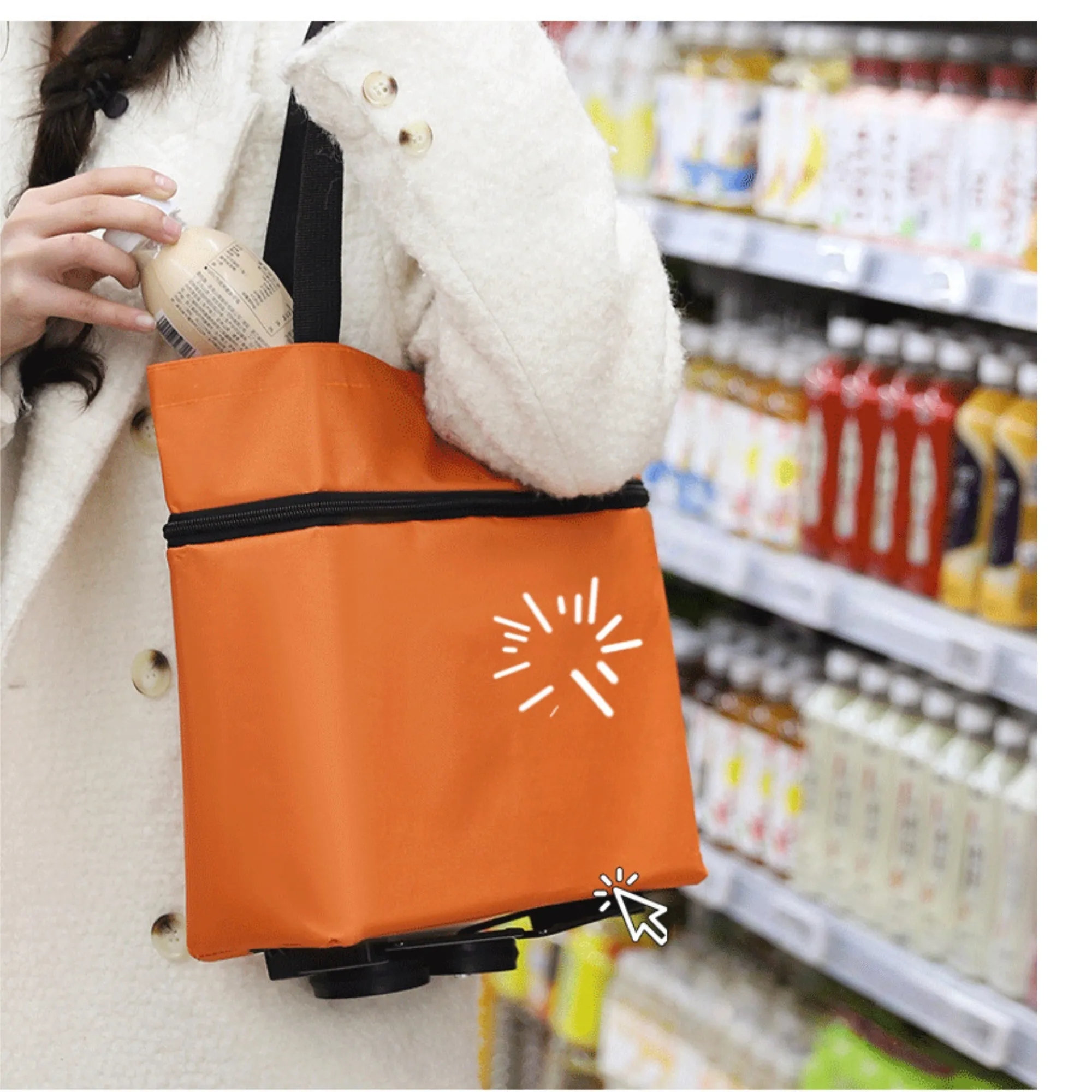Folding Shopping Cart Trolley Grocery Bags With Wheel 5