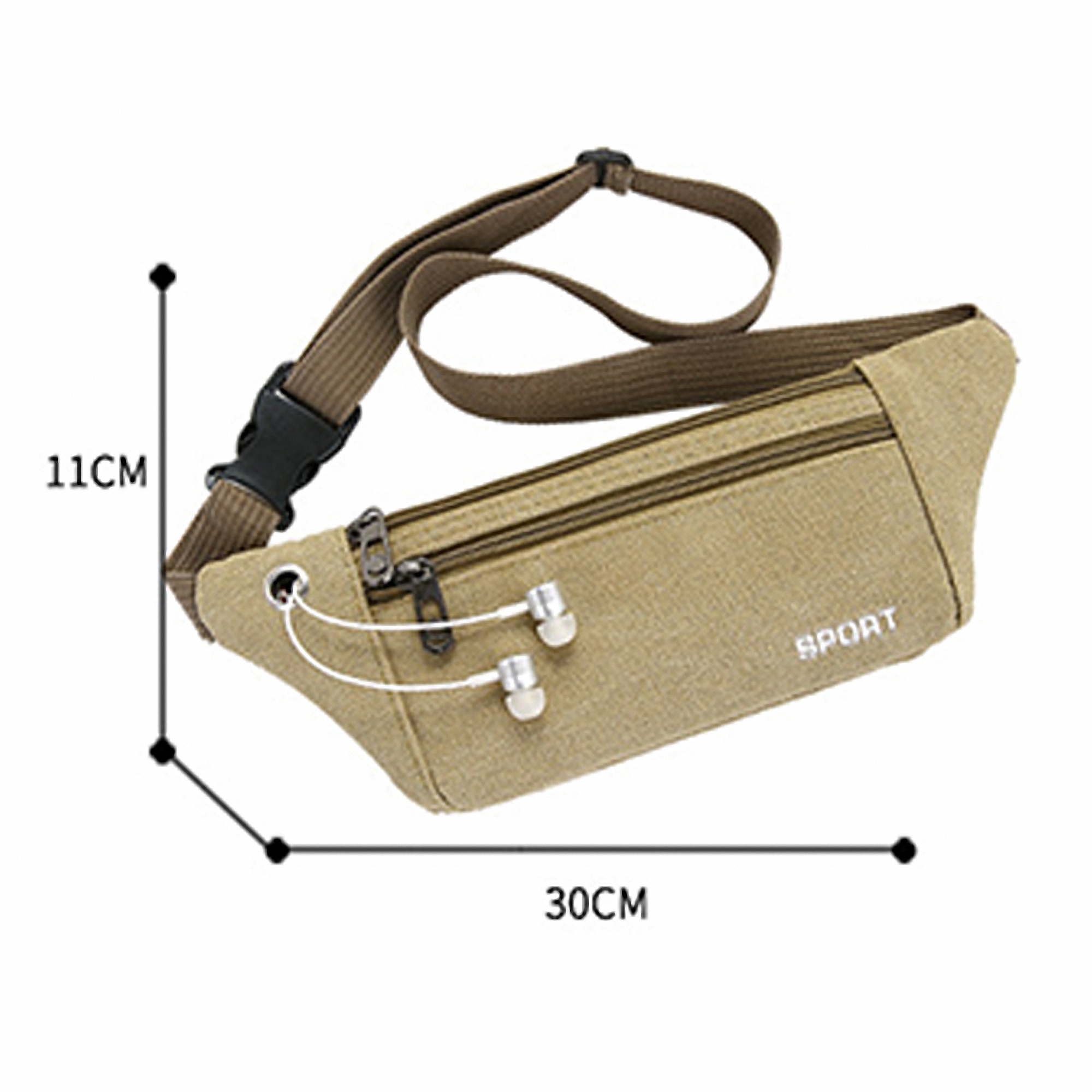 Canvas Waist Pack with 2 Zipper Pockets 5