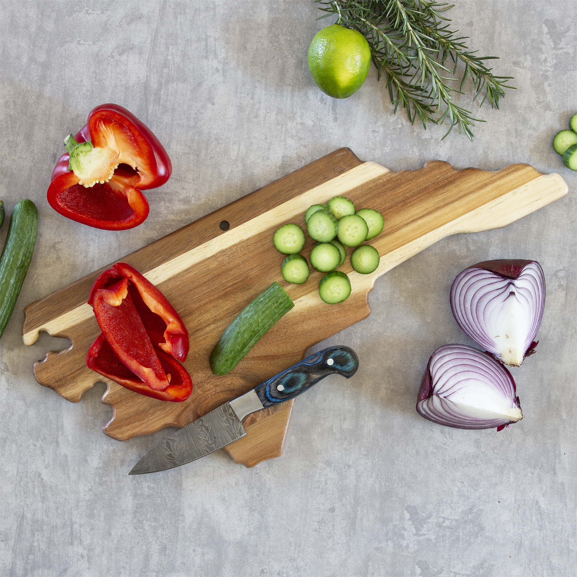 Rock & Branch® Origins Series North Carolina State Shaped Wood Serving and Cutting Board 2