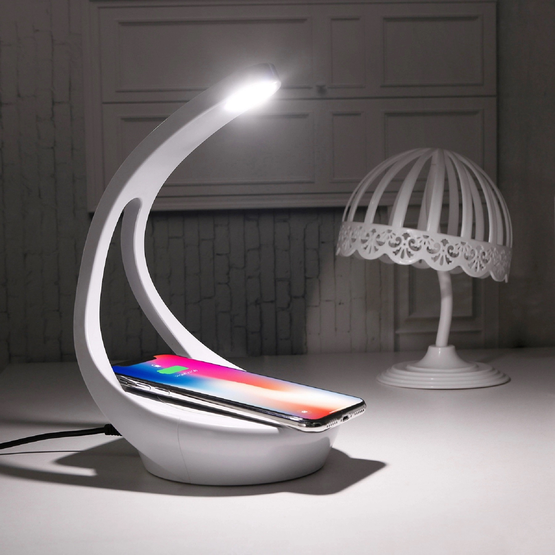 Fast Qi Wireless Charger Stand LED Desk Lamp 3