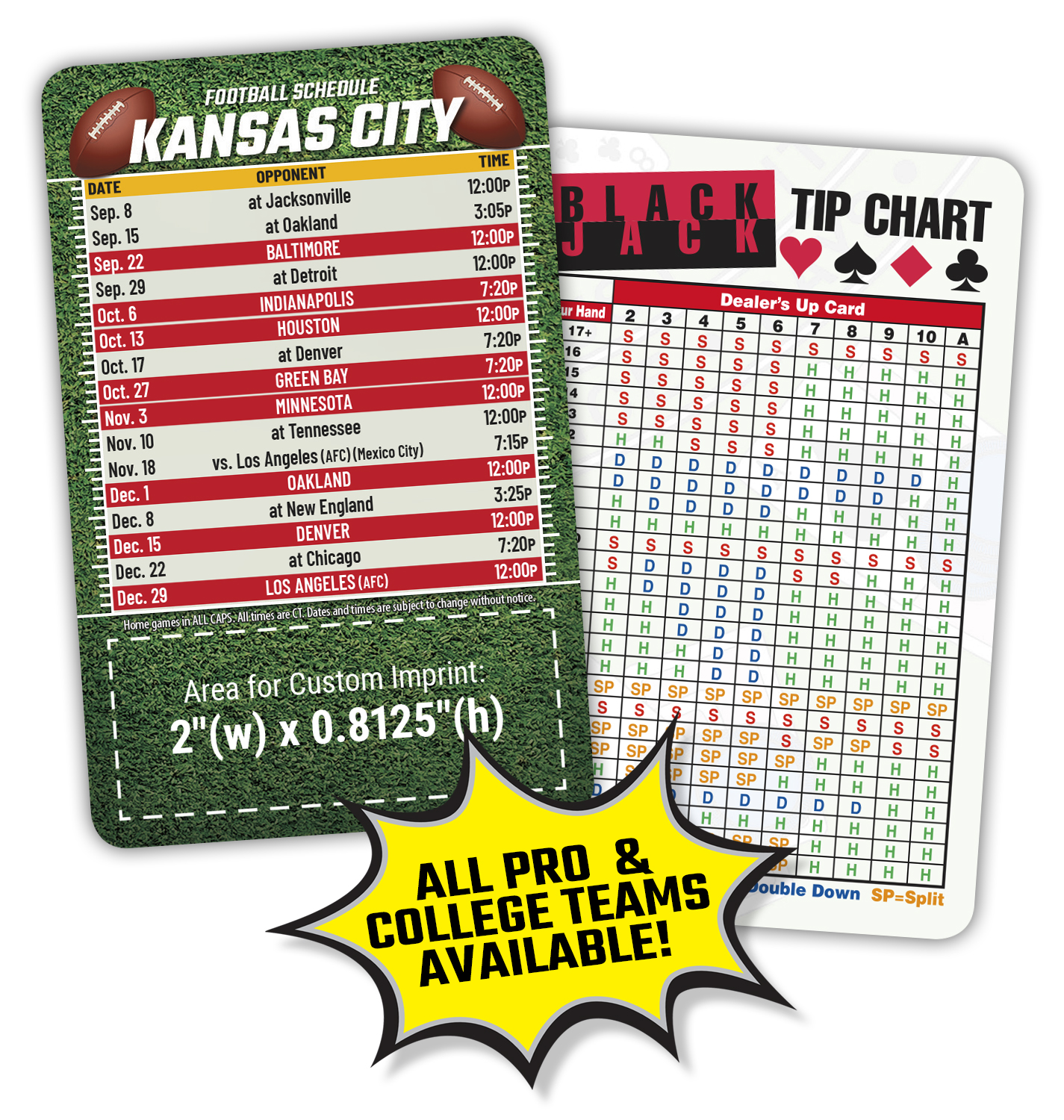 Laminated Wallet Card - 3.5x2.25 Football Schedules - 14 pt. 2