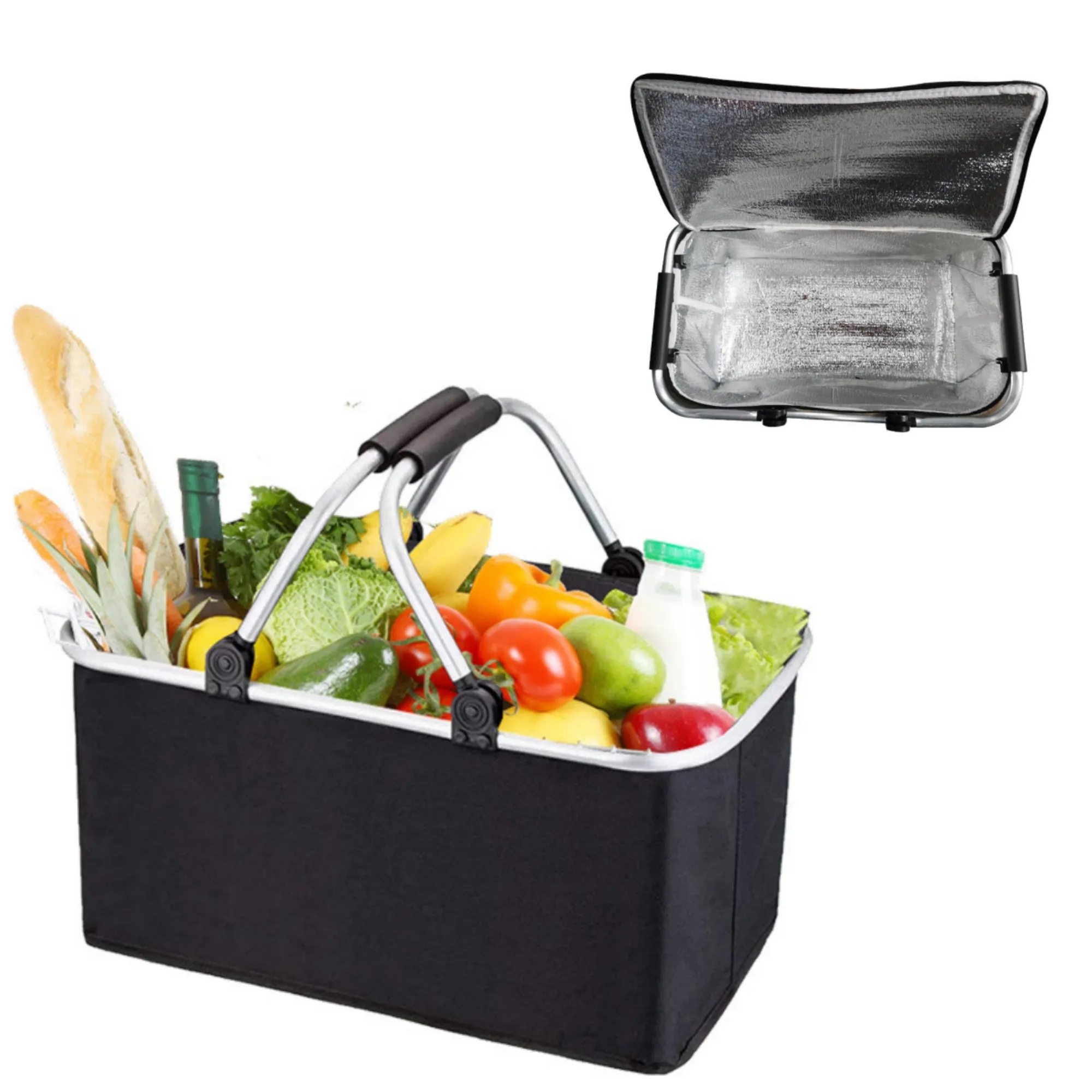 Collapsible Insulated Picnic Basket Camping Grocery 4