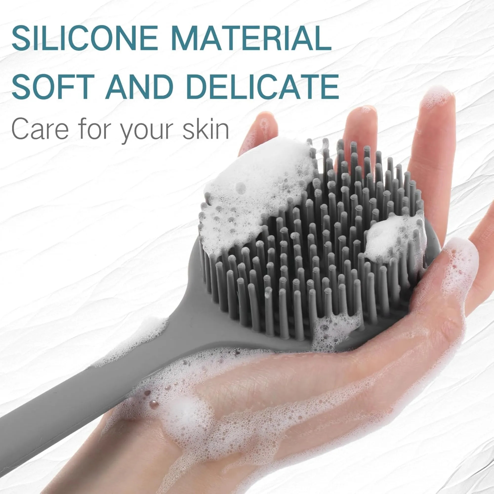 Double Sided Multi Functional Long Handled Bath Brush, promotional household item with logo imprint 3