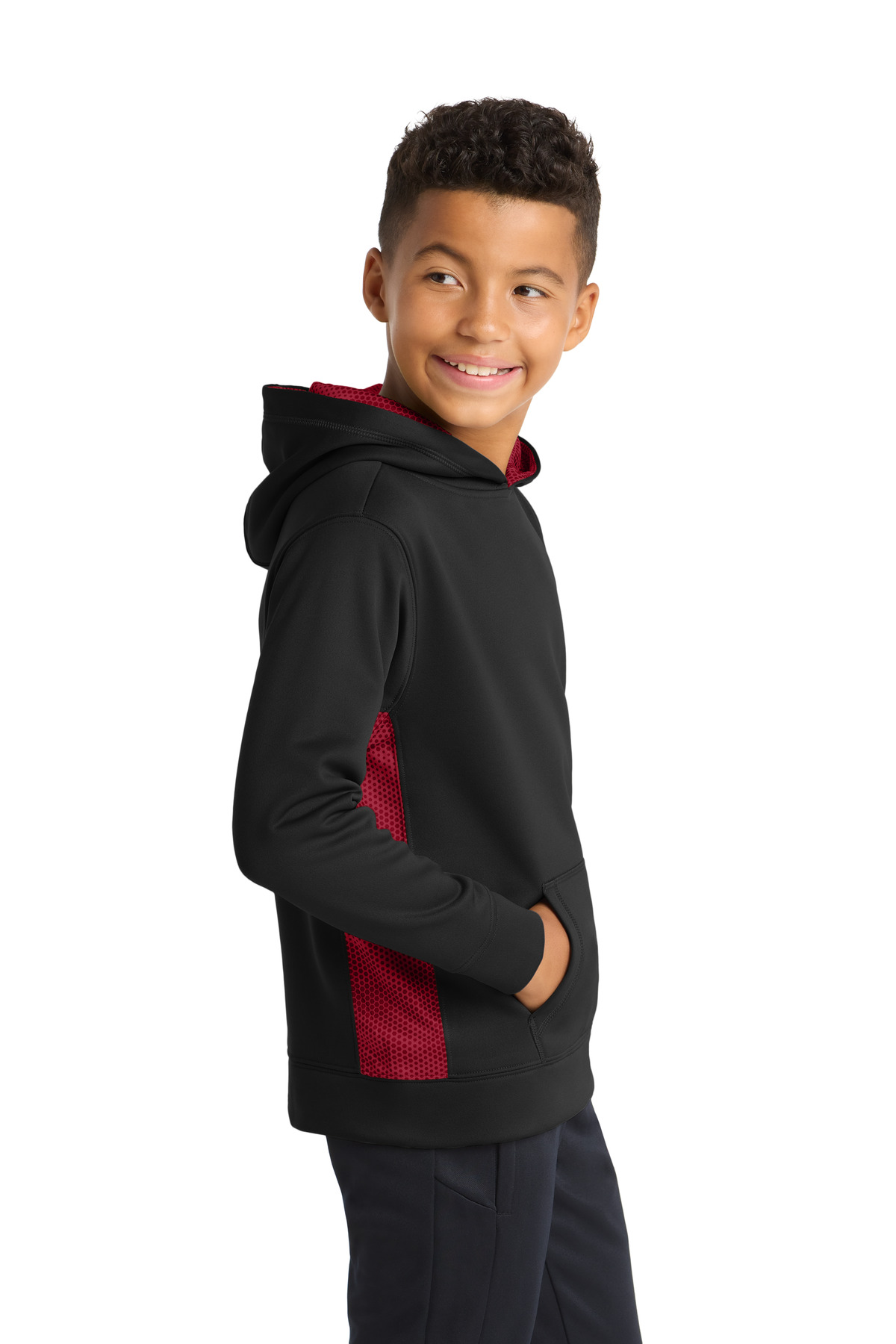 Sport-Tek Youth Sport-Wick CamoHex Fleece Colorblock Hooded Pullover. YST239 11