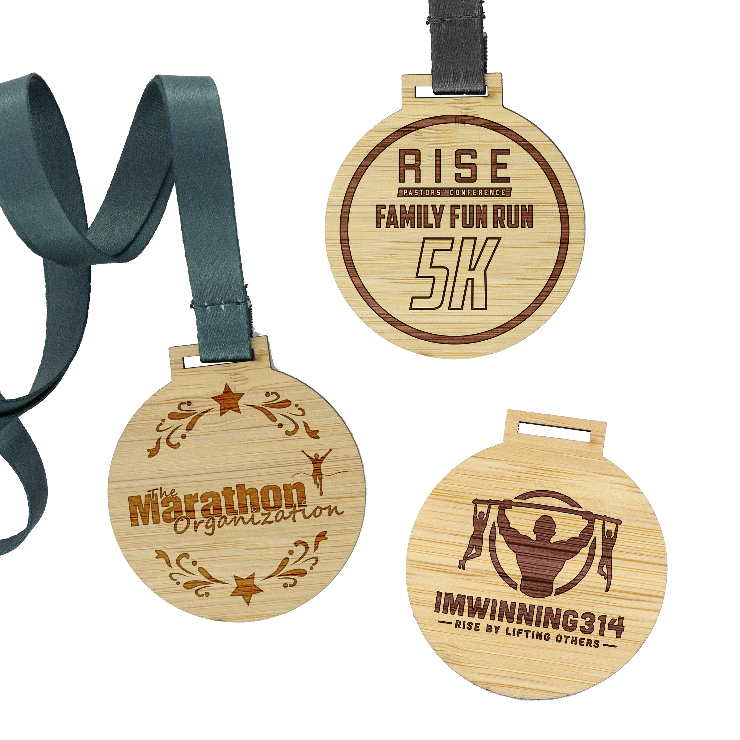 Custom Bamboo Medals Engraved (1-1/2”)