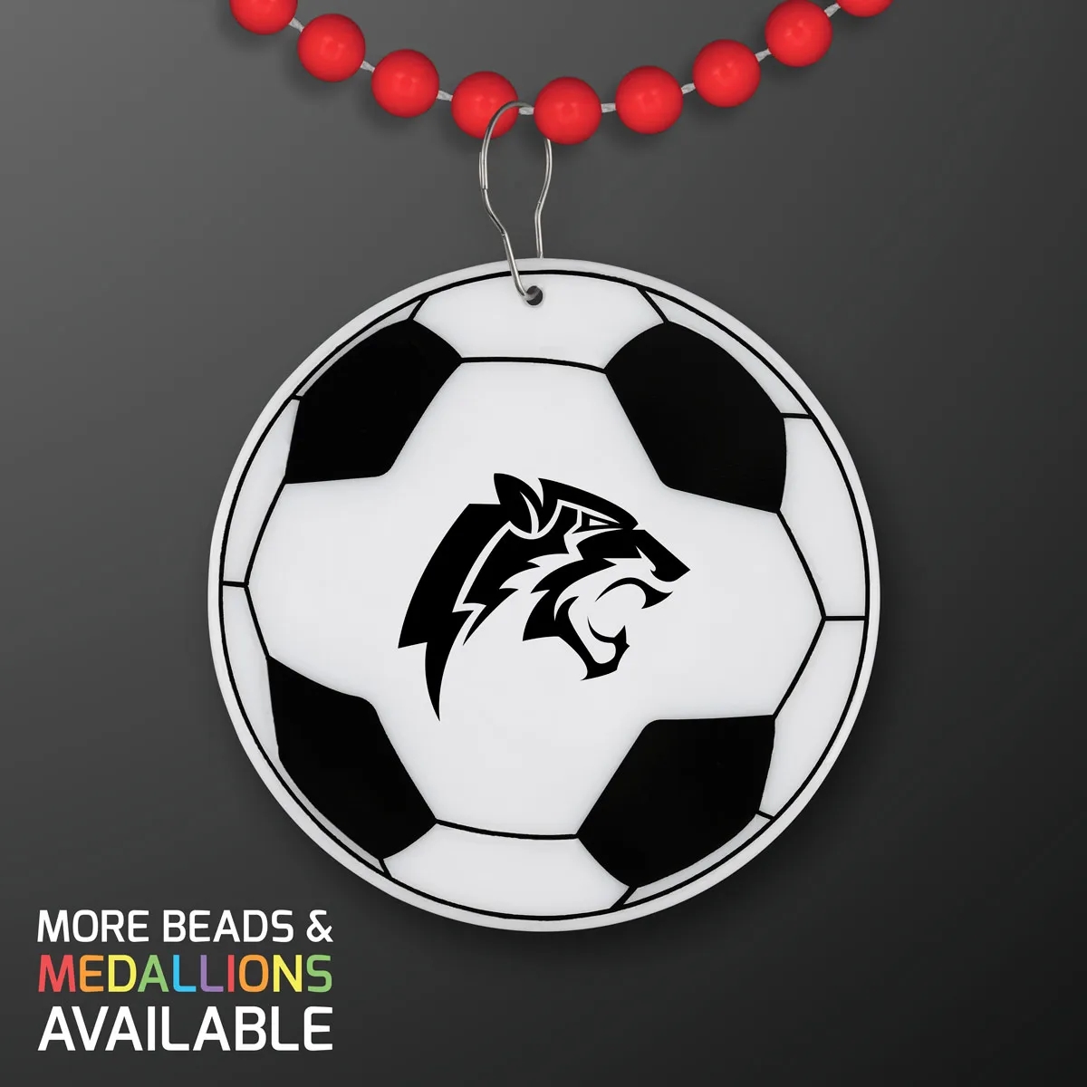 Soccer Ball Medallion with Beaded Necklace (Non Light Up) 30