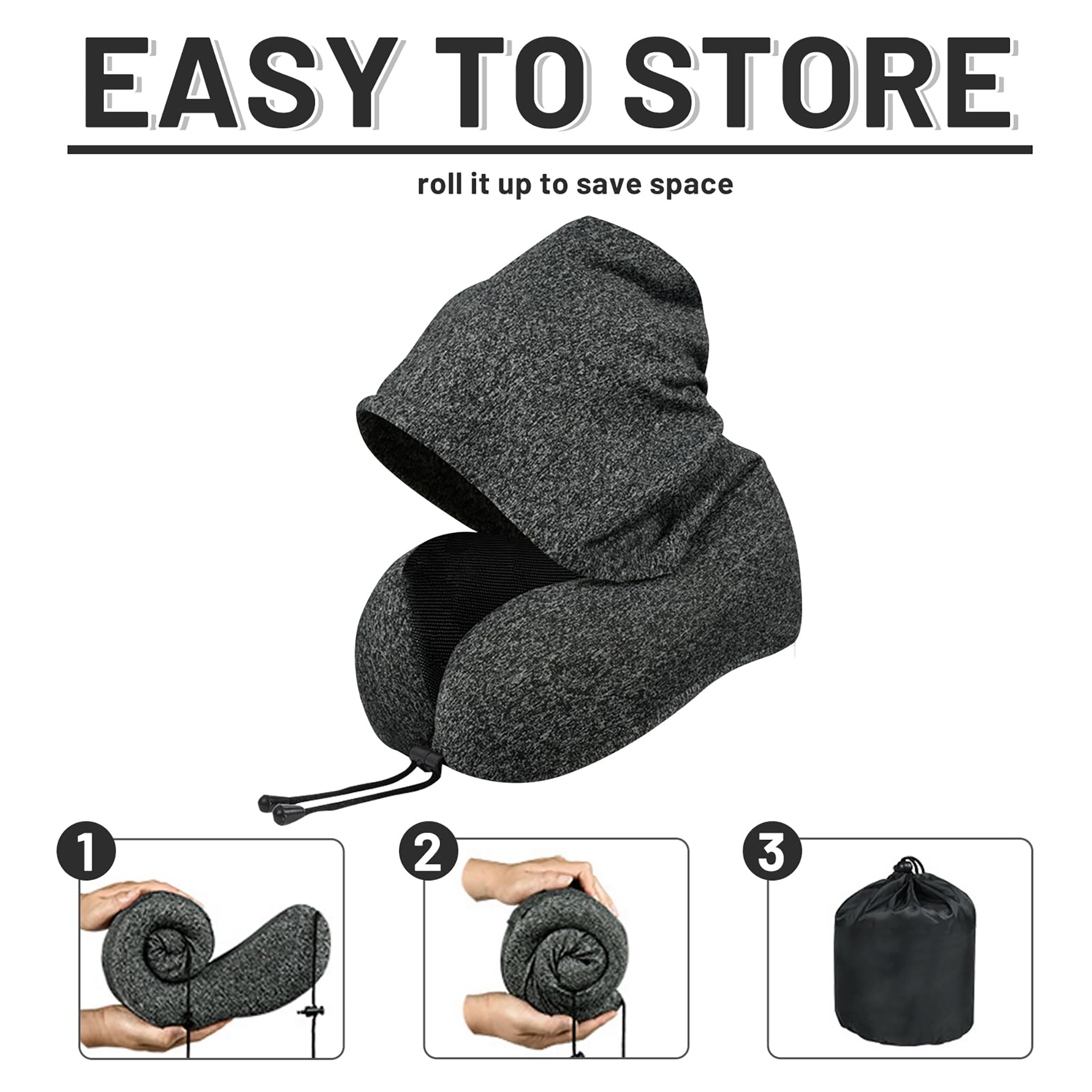 Hooded Travel Neck Pillow with Memory Foam 5
