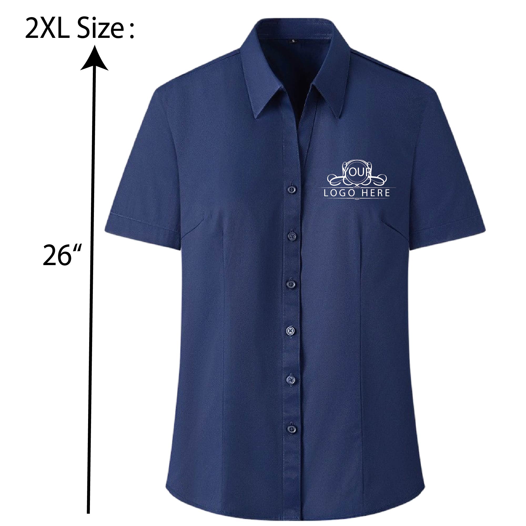 Ladies Womens Plain Short Sleeve Work Shirt 3