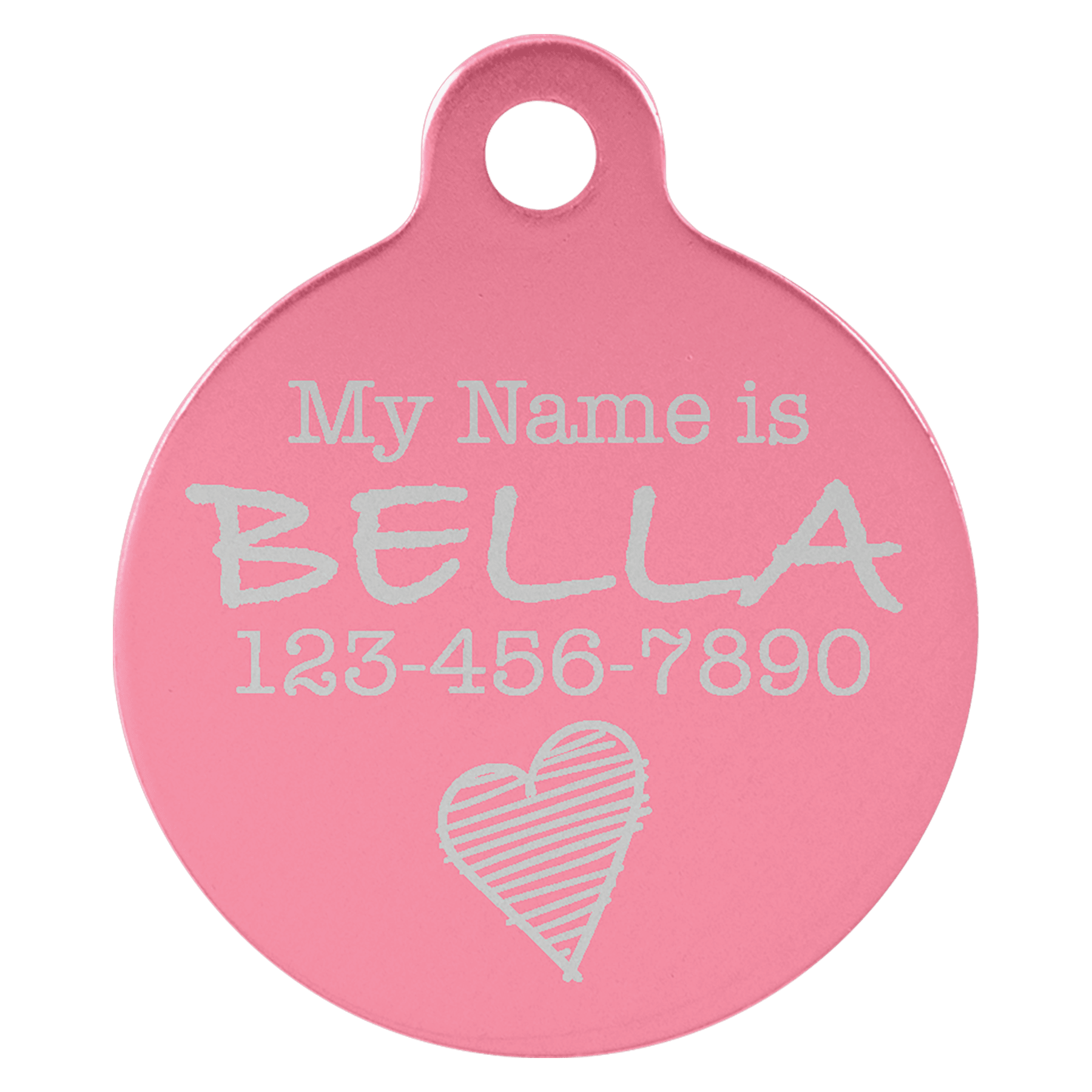 1" Pink Anodized Aluminum Round Pet Tag with Tab 1