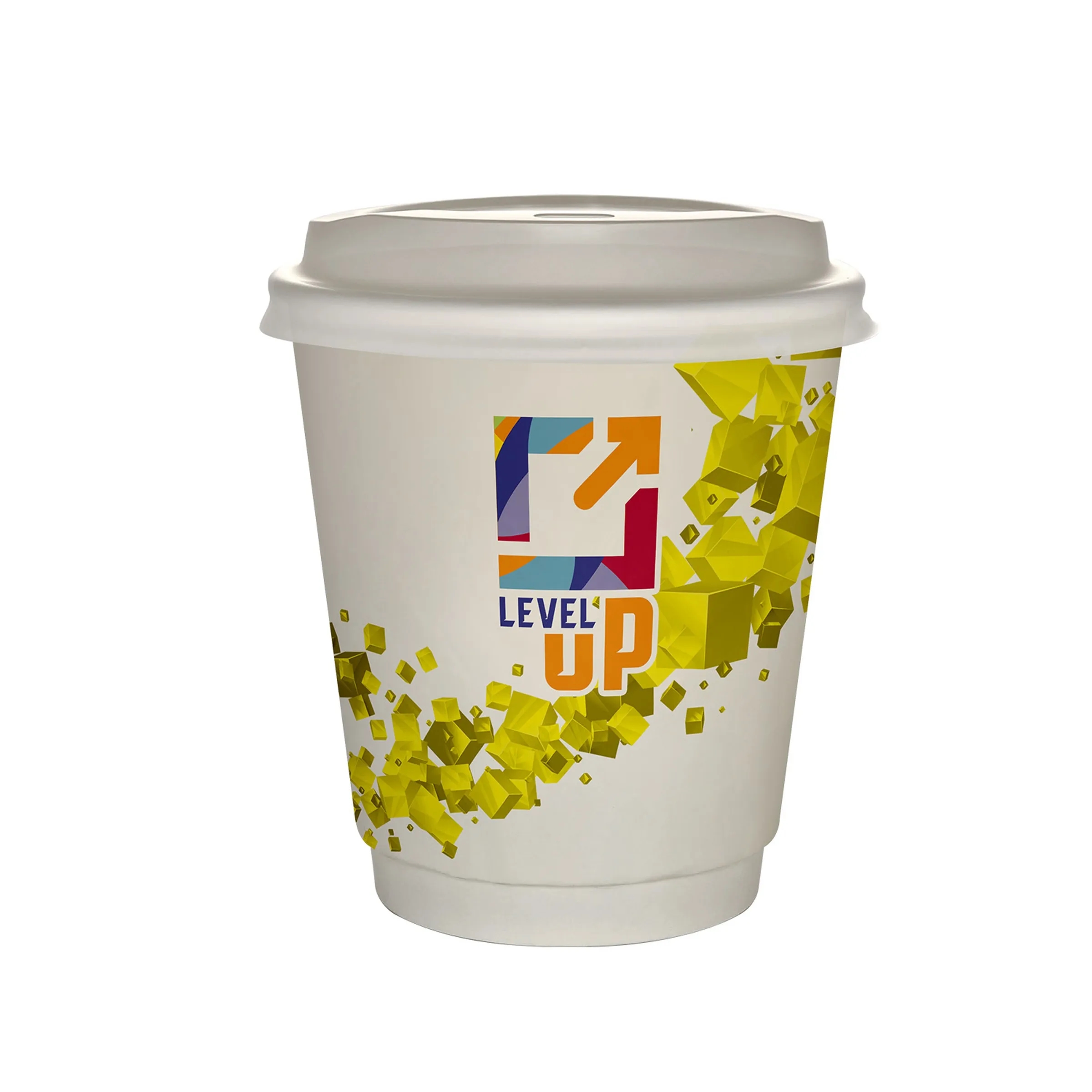 10 oz Full Color Floating Cubes Insulated Paper Cup With Lid 22
