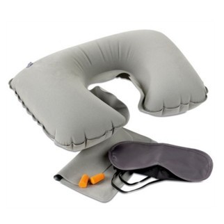 U Shape Inflatable Air Cushion Neck Rest Eye Mask Earplug 3 In 1 Travel Set 2