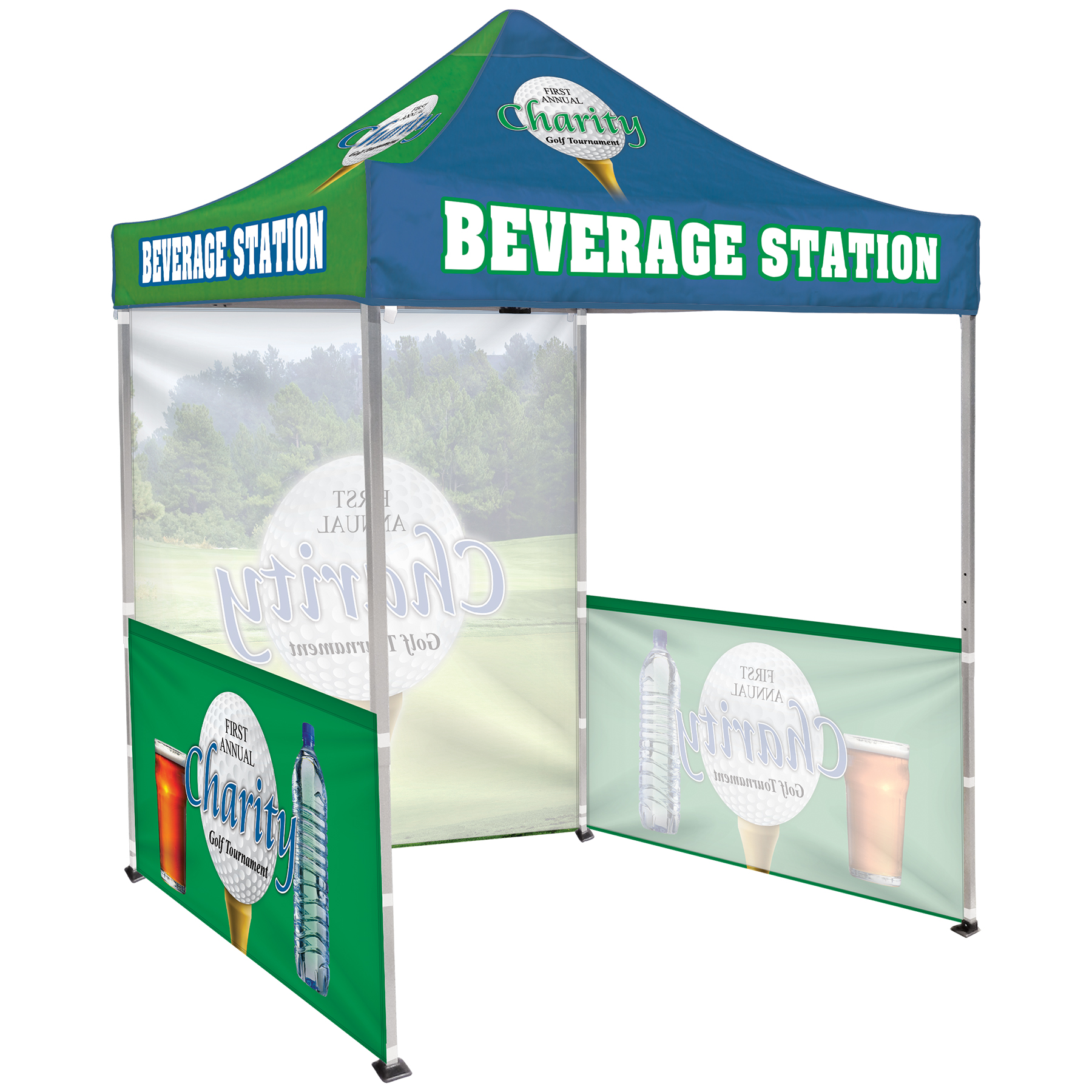 6.5' Square Canopy Tent with 1 Full Single Sided Wall & 2 Single Sided Half Walls 16