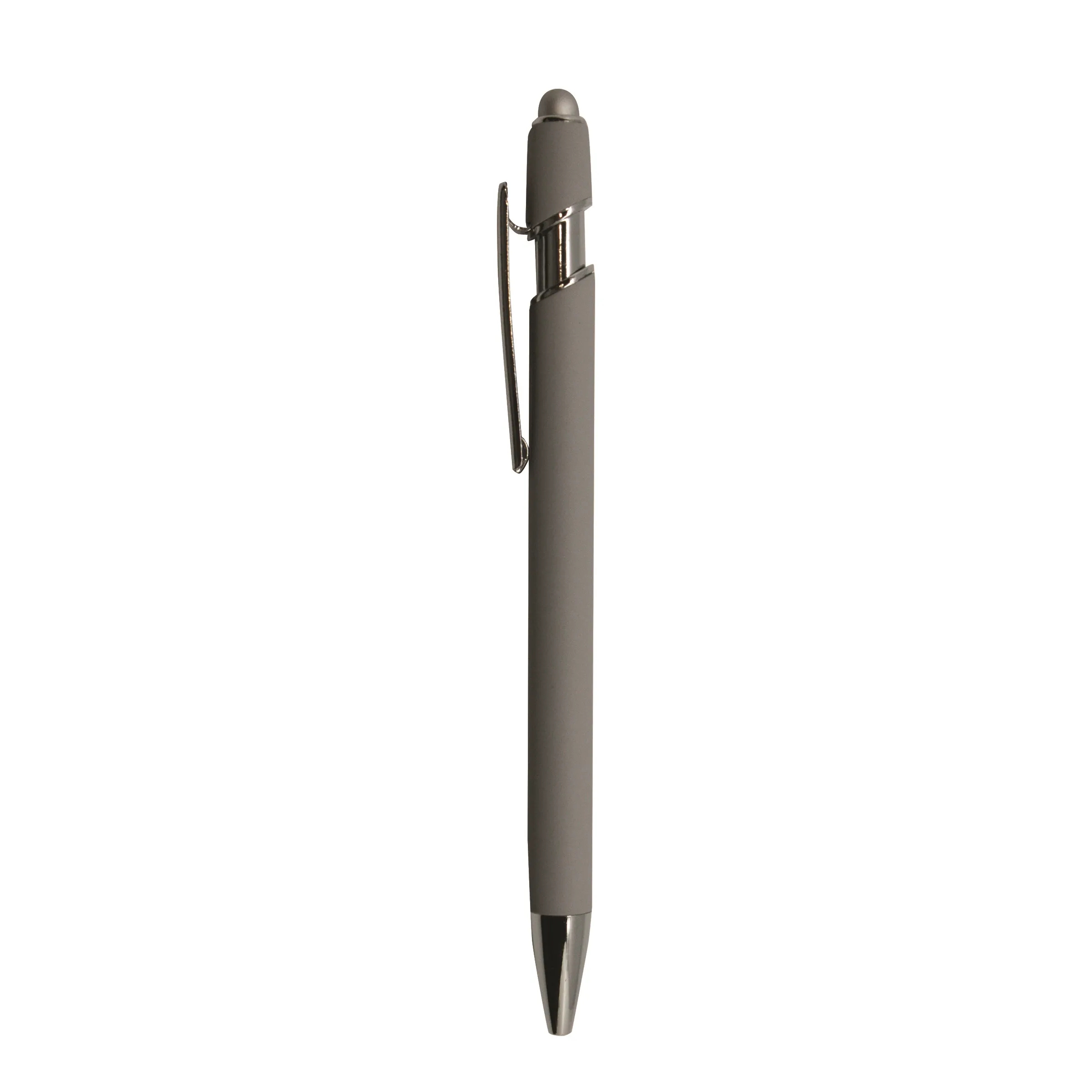 Soft Rubber Click Metal Ballpoint Pen w/ Stylus 8