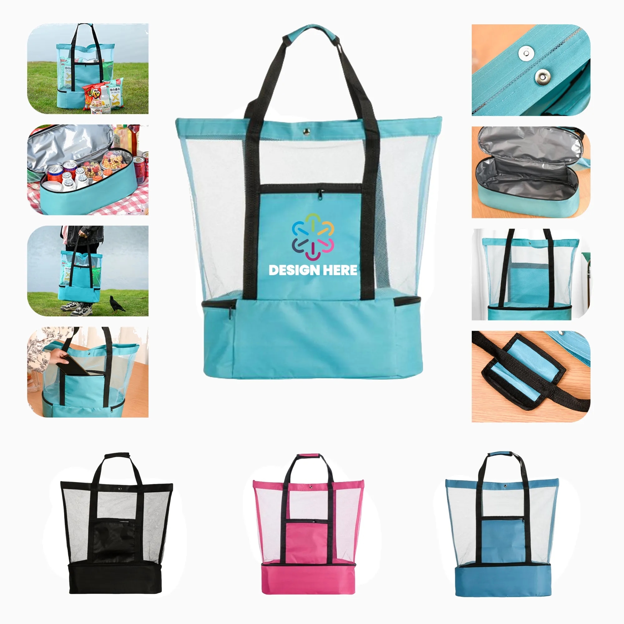 Dual Layer Insulated Beach Tote Cooler Bag 4