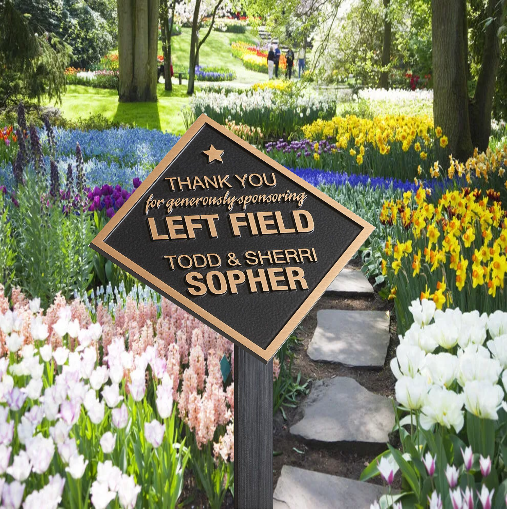Garden Bronze Sign on a Stake (12" x 8") 6