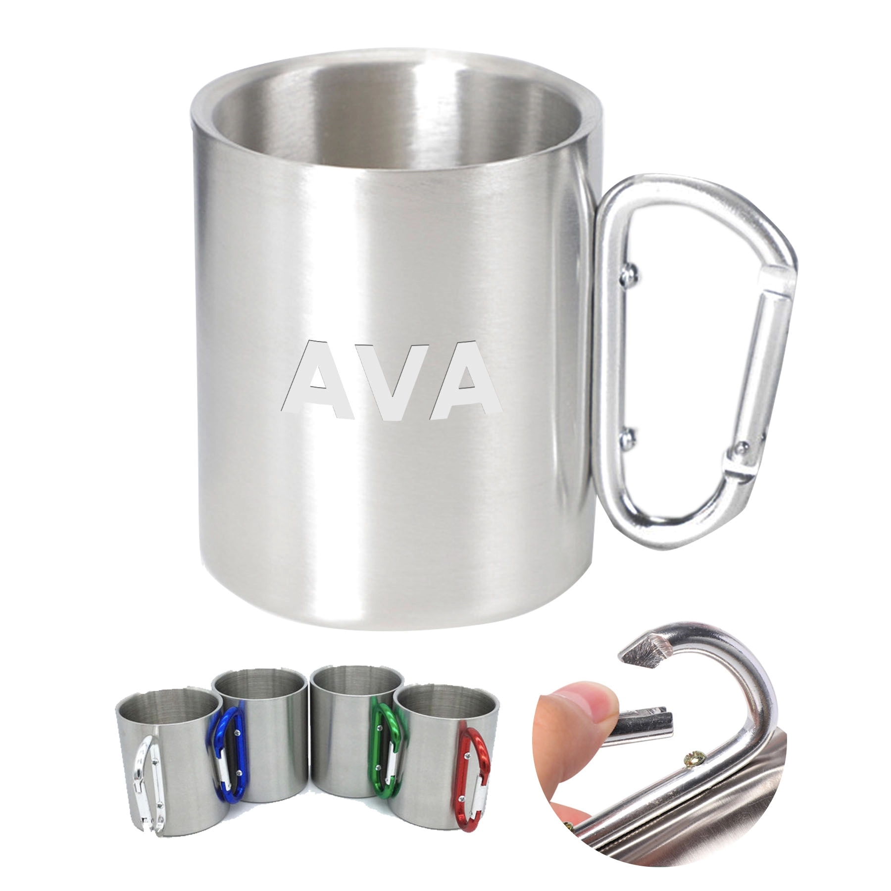 304 Stainless Steel Cups With Carabiners 2