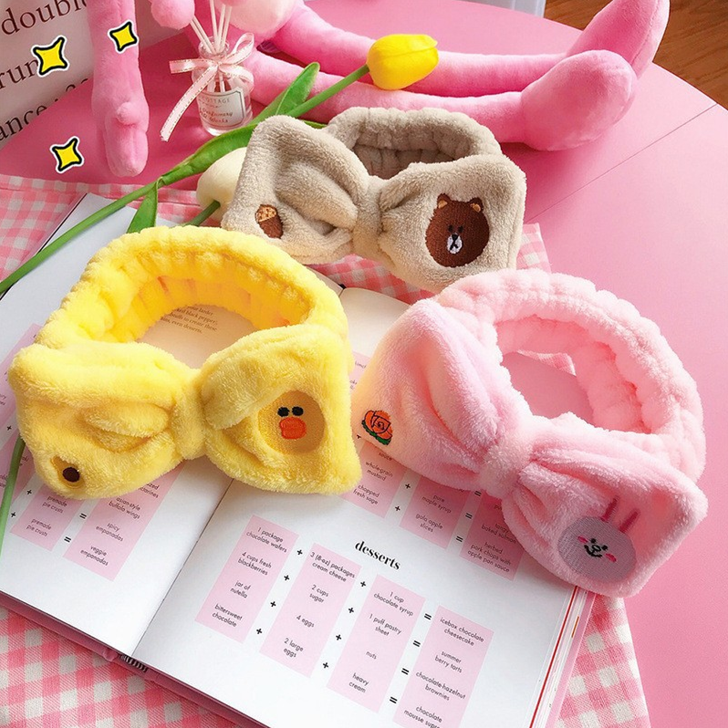Cute Embroidered Little Bear Headband for Face Washing 5