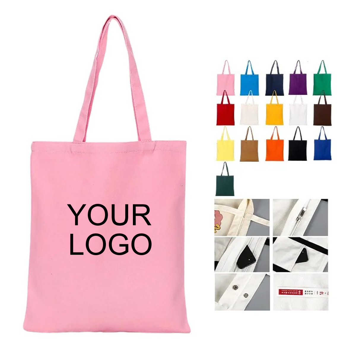 Polyester Cotton Tote Bag 16.54" x 13.78" with Reinforced Handles 16