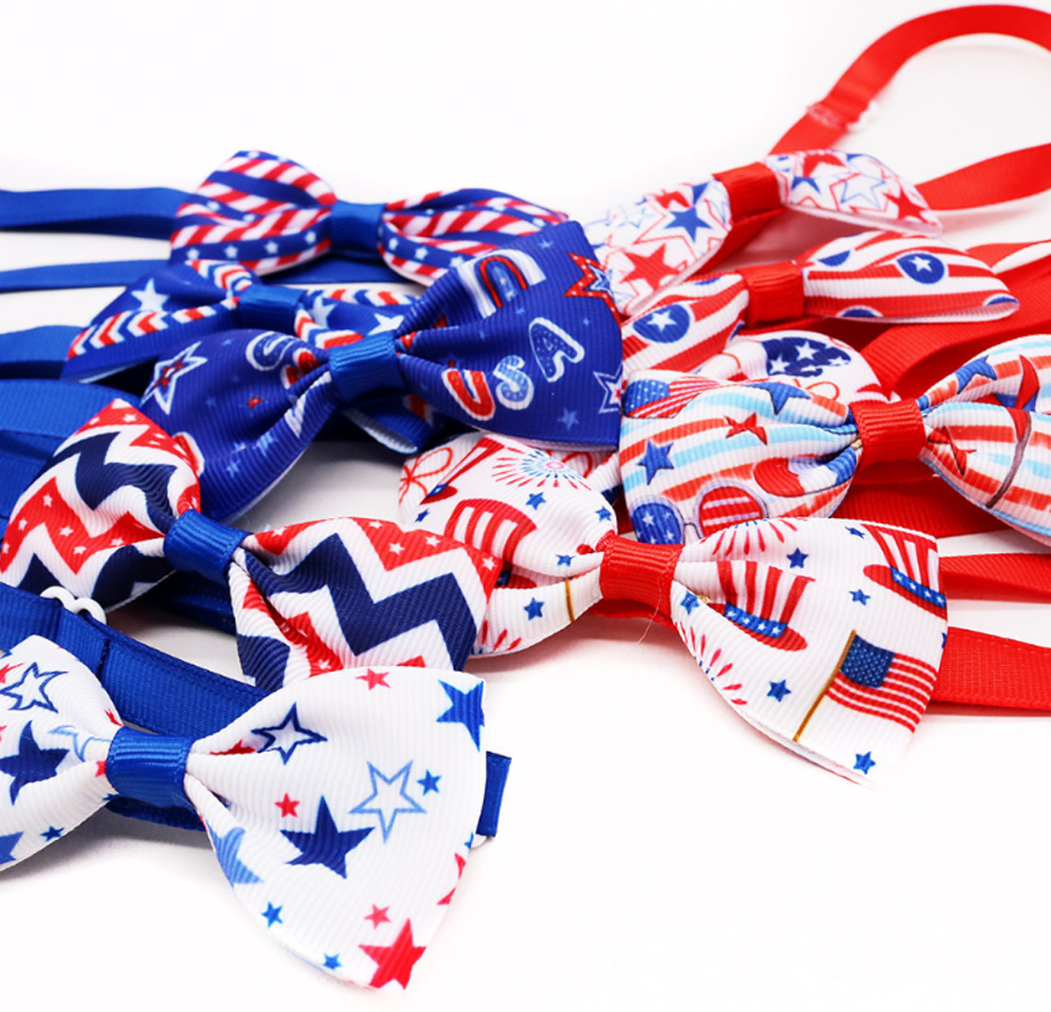 Adjustable Patriotic Ribbon Pet Bow Tie 13