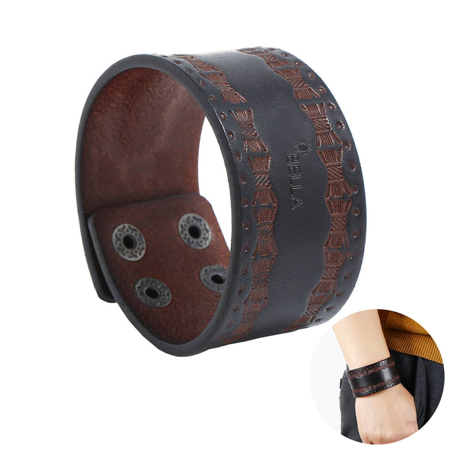 Genuine Leather Punk vintage cowhide bracelet 1