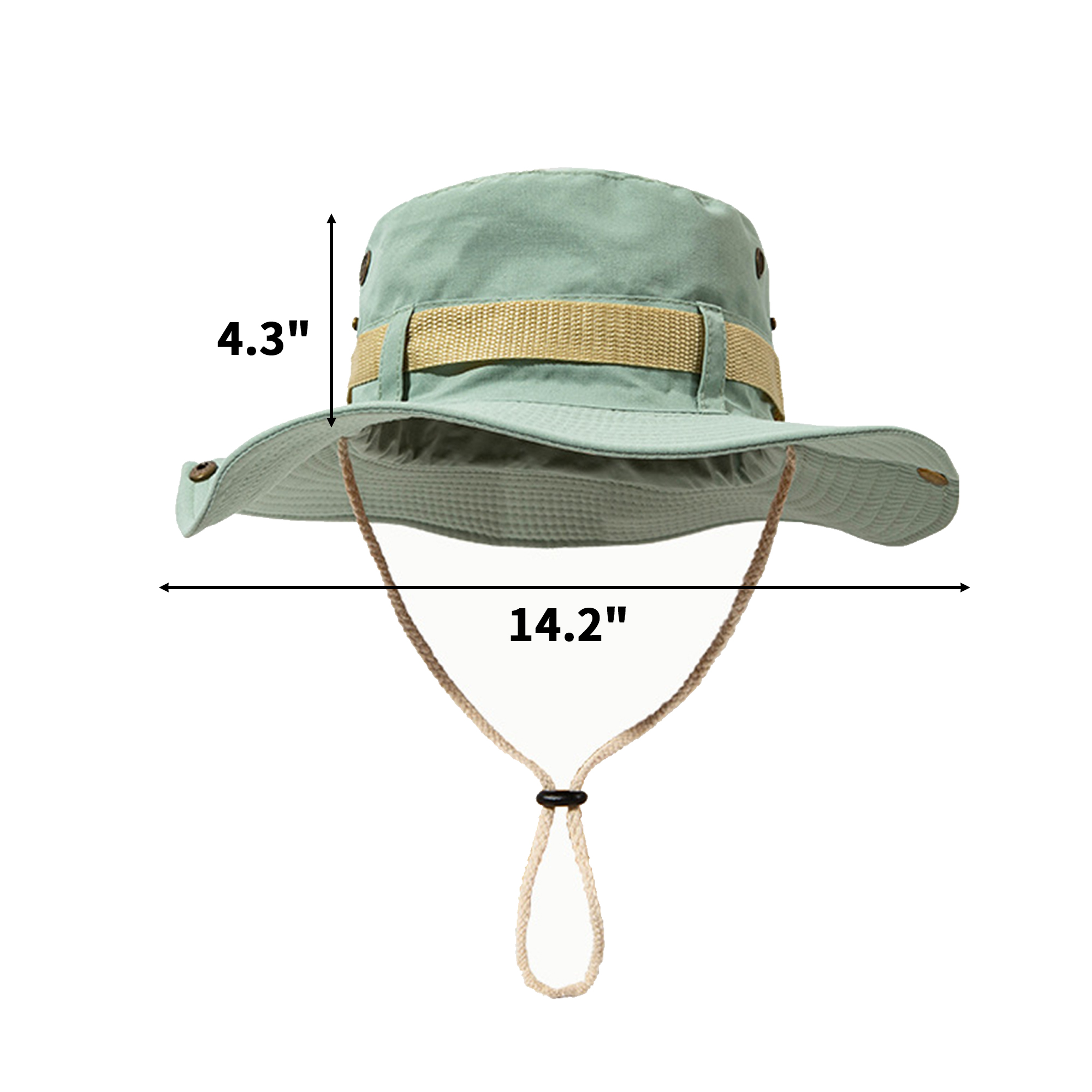 Polyester Boonie Hat With Wide Brim 14.2" By 4.3" 15