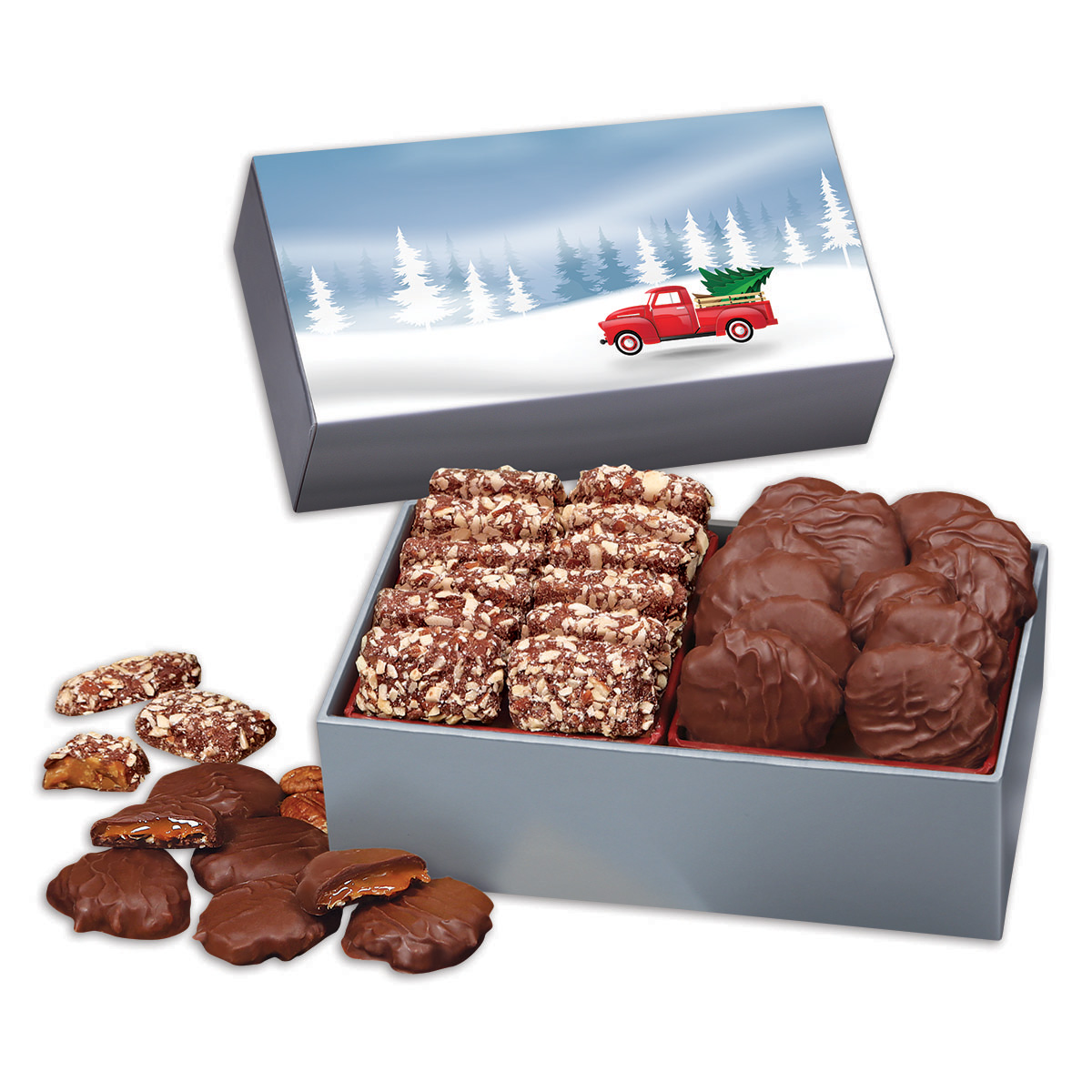 Toffee & Pecan Clusters in Gift Box with Red Truck Sleeve 2