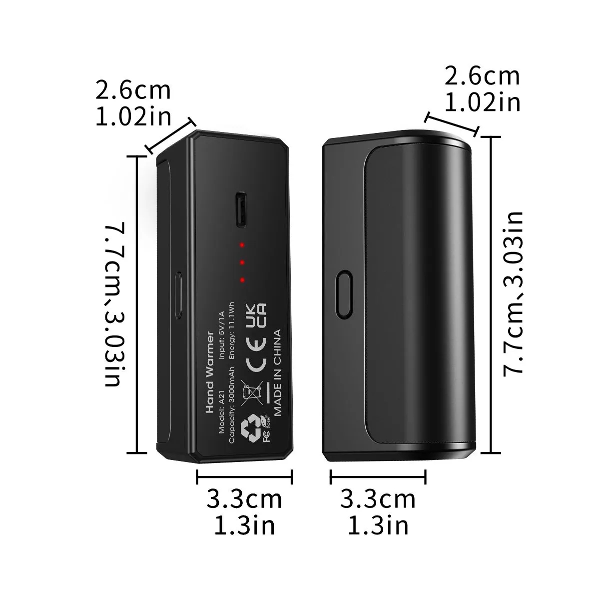 3,000mAh Magnetic Rechargeable Mini Hand Warmer With LED 6