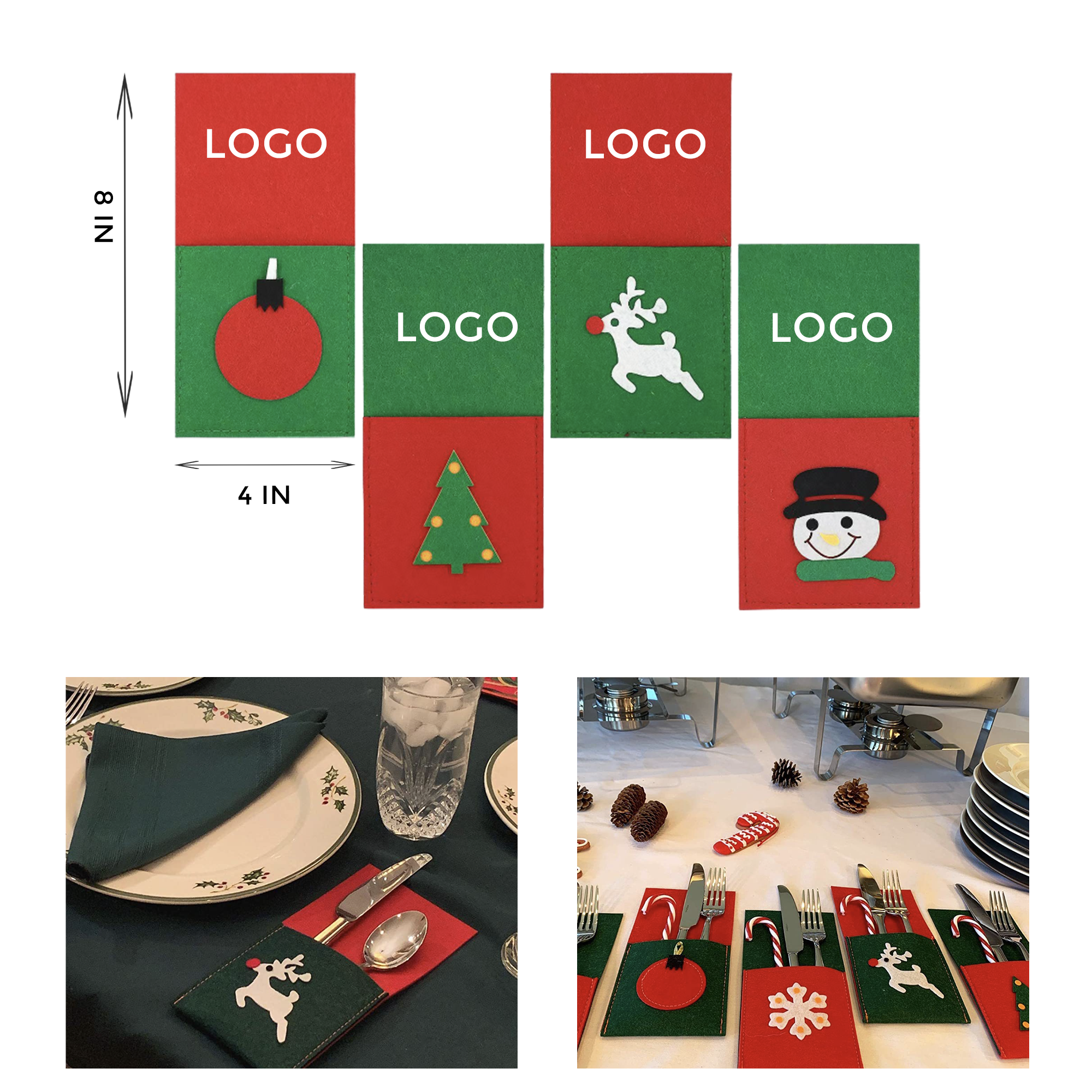 MOQ 10 PCS Versatile Christmas Cutlery Storage Bag 2