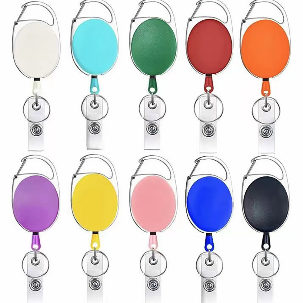 Both Side Flat Transparent Oval Carabiner Badge Reel 9