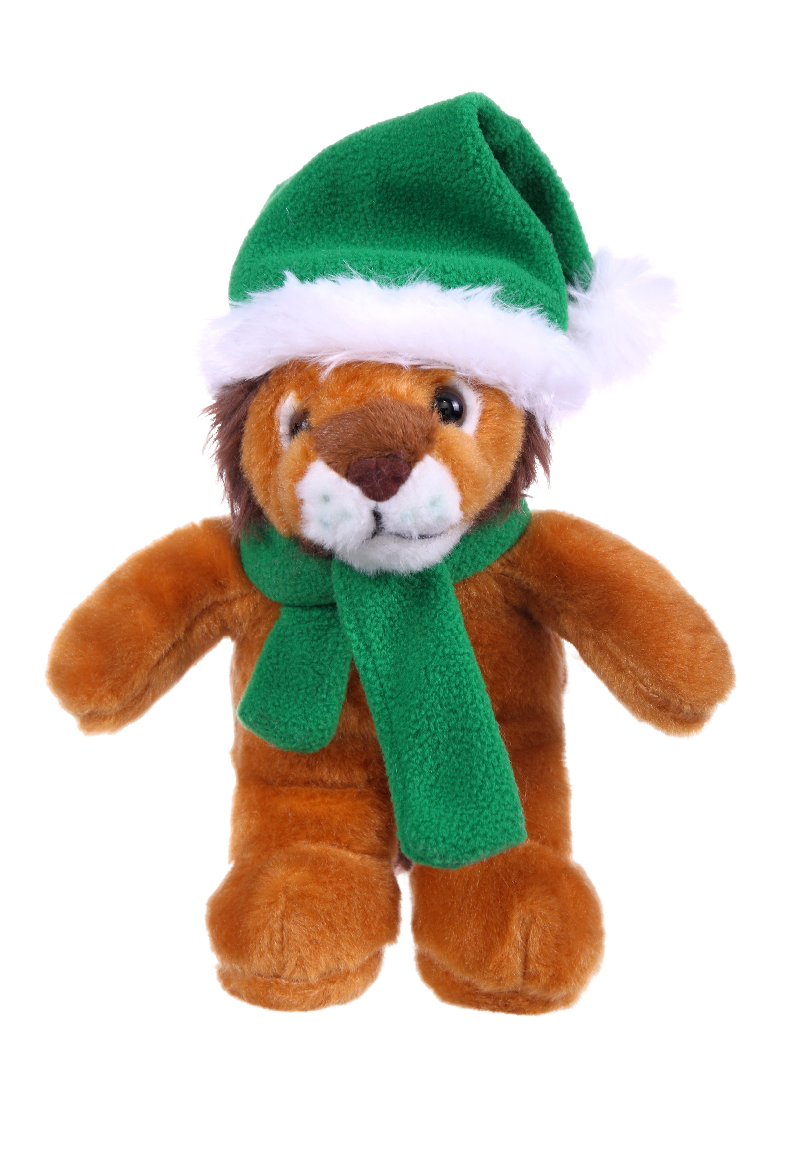 Soft Plush Stuffed Lion with Christmas Hat and Scarf