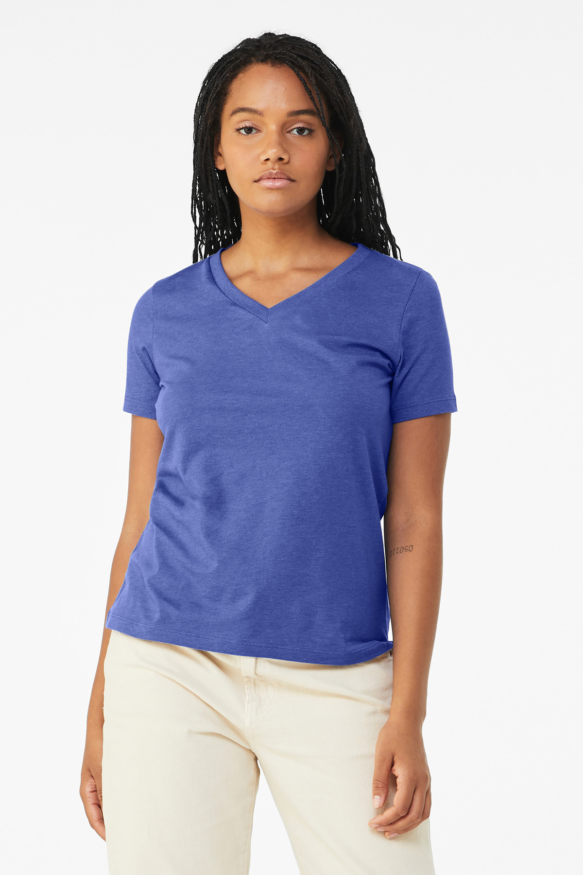BELLA+CANVAS Women's Relaxed Heather CVC V-Neck Tee BC6405CVC 17