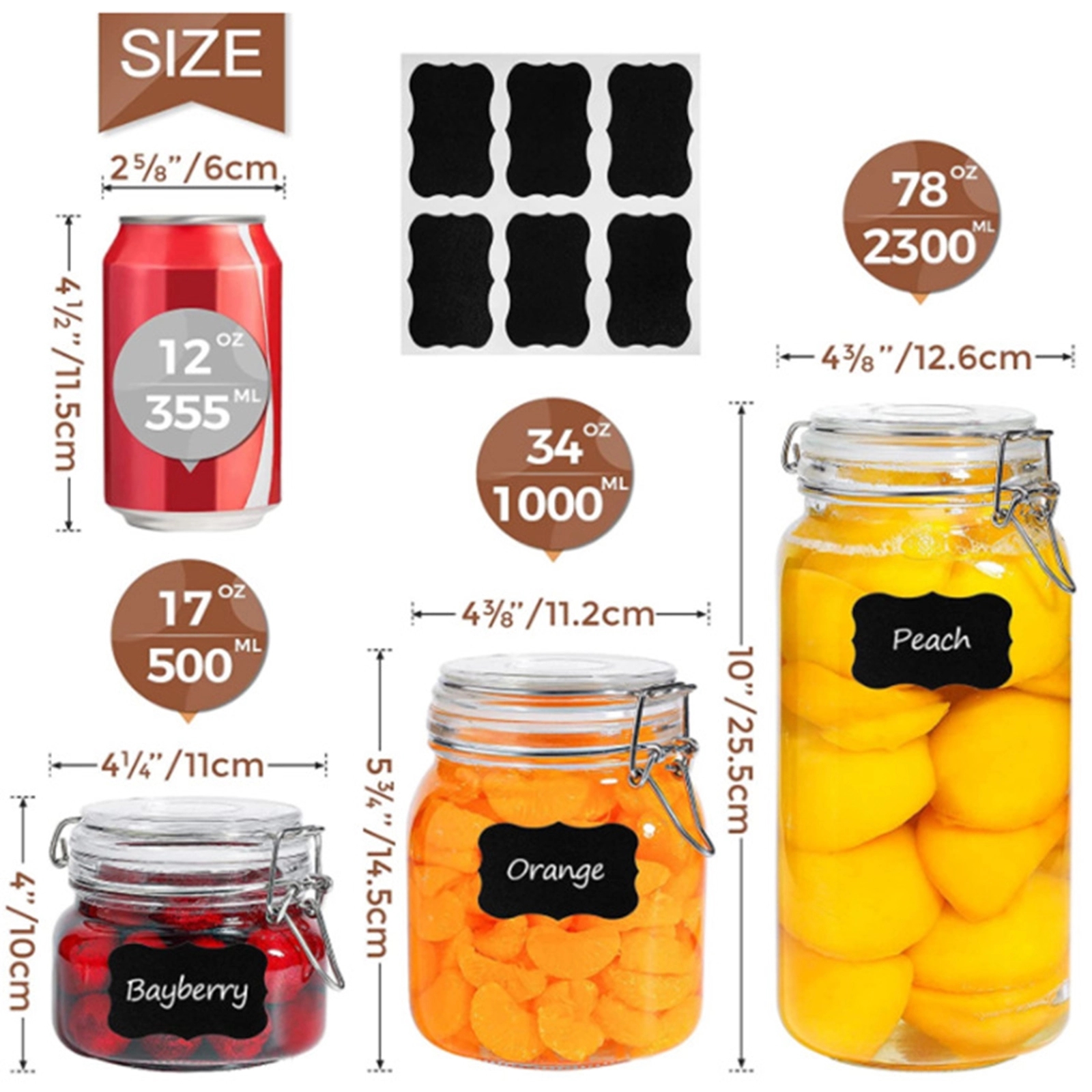 78Oz Glass Food Storage Jars With Airtight Clamp Lids 3