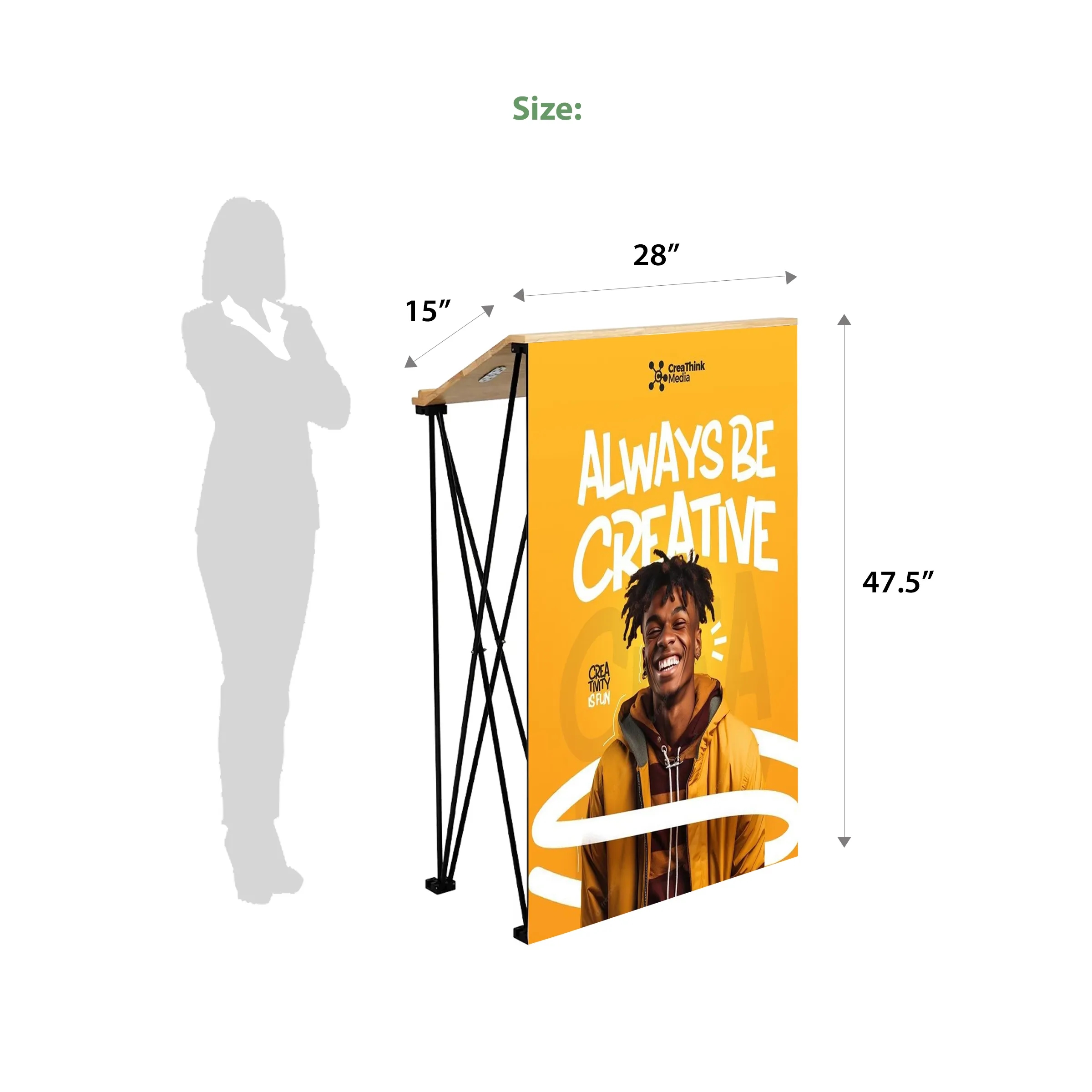 Angled Wide Portable Podium Kit - Banner + Hardware 5