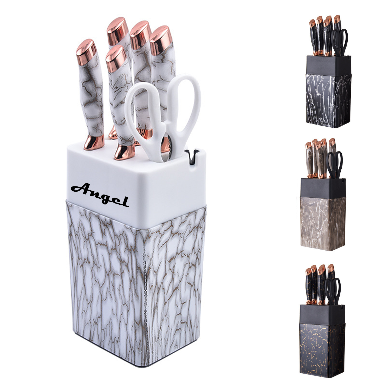 7 Pcs Sharp Stainless Steel Knife Block Set 10