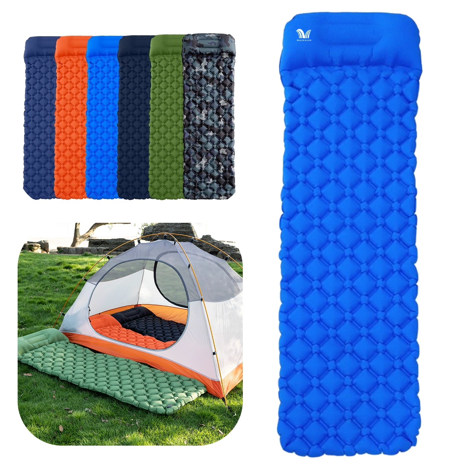Inflatable Camping Sleeping Pads With Pillow 2