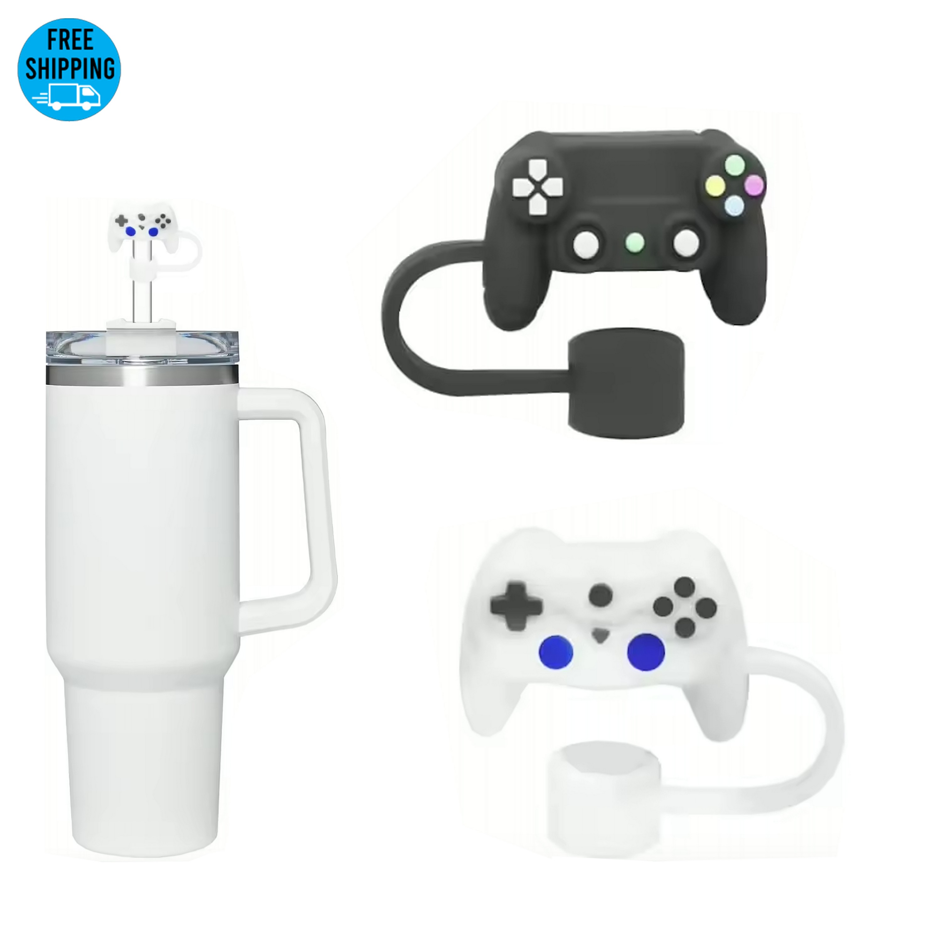 Decorative Gamepad Style Straw Caps 4