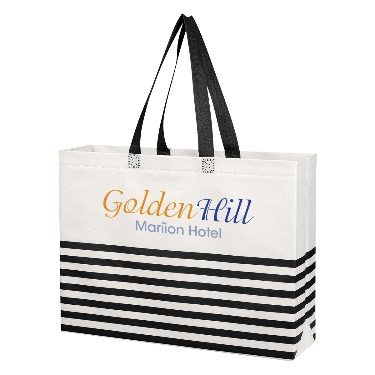 Non-Woven Horizontal Stripe Tote Bag 9