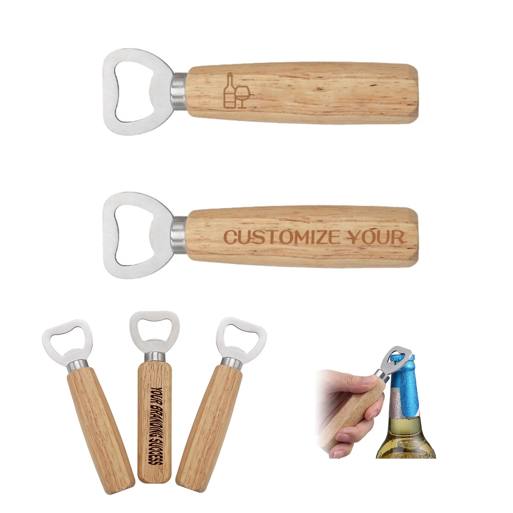 Reuseable Natural Wooden Bottle Opener 3