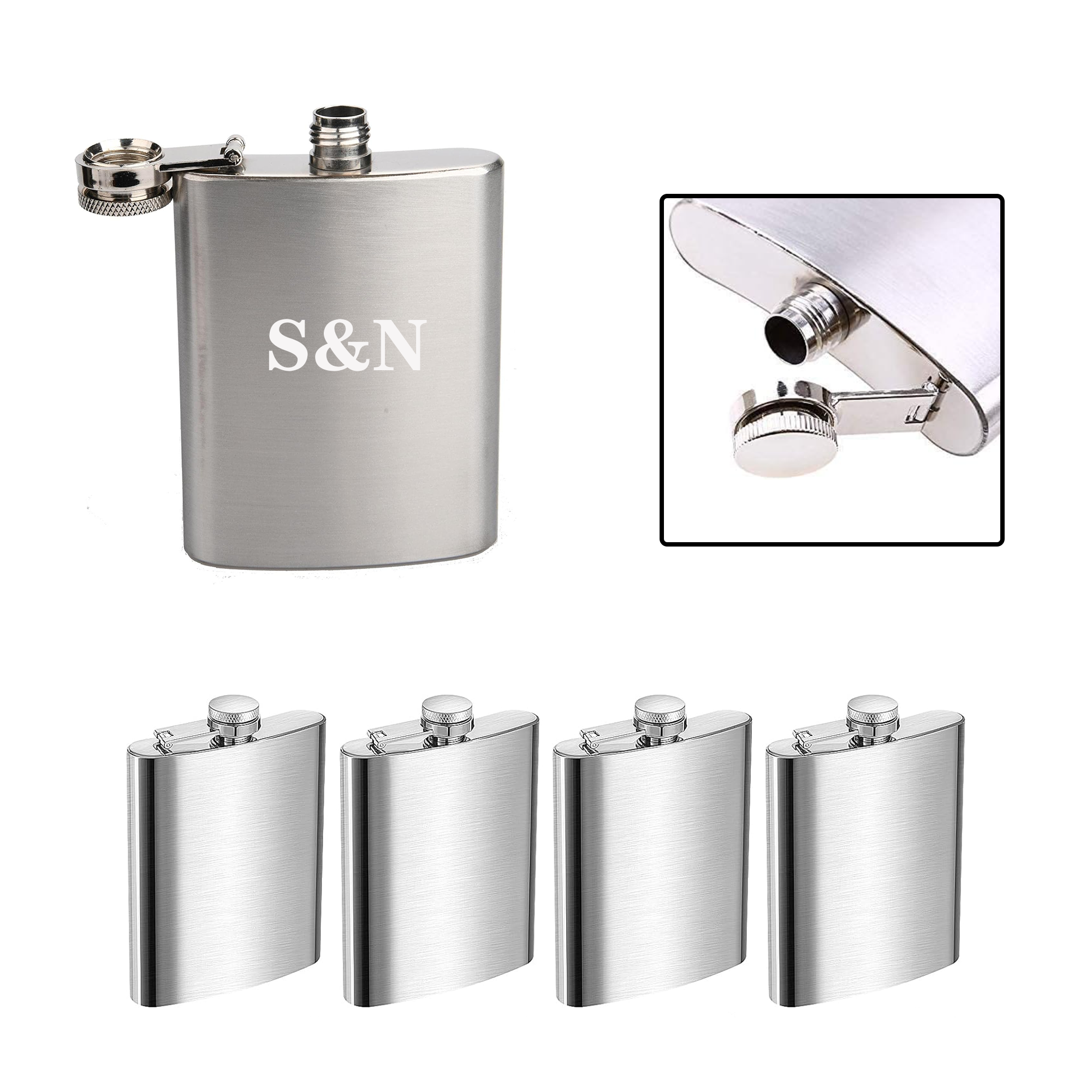 8 oz Stainless Steel Outdoor Hiking Adventure Hip Flask, custom water bottle with logo imprint 2
