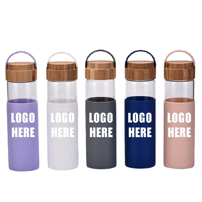 Custom 18 oz High-strength Borosilicate Glass Water Bottle 6