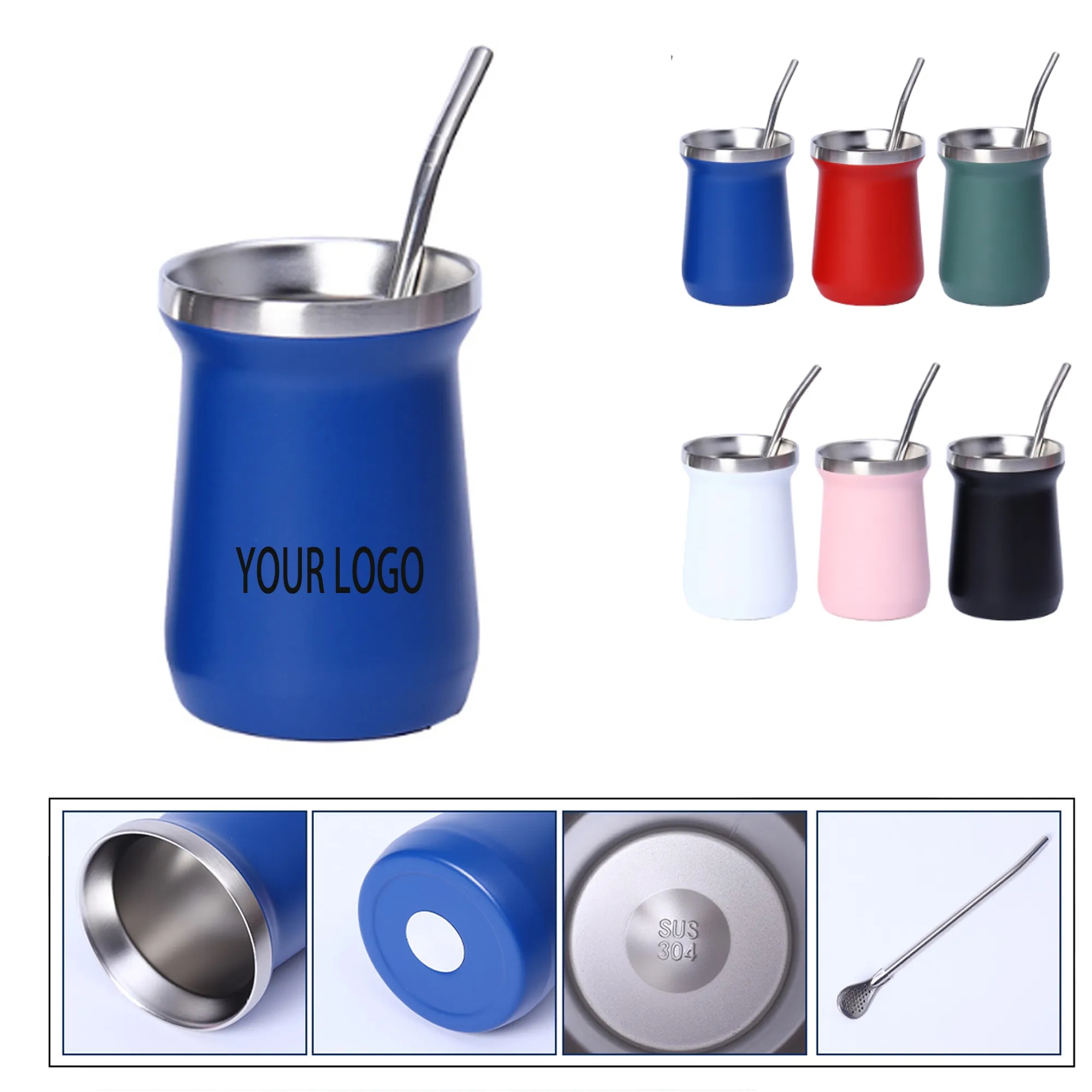 6oz Mate Tea Stainless Steel Cup With Straw 1