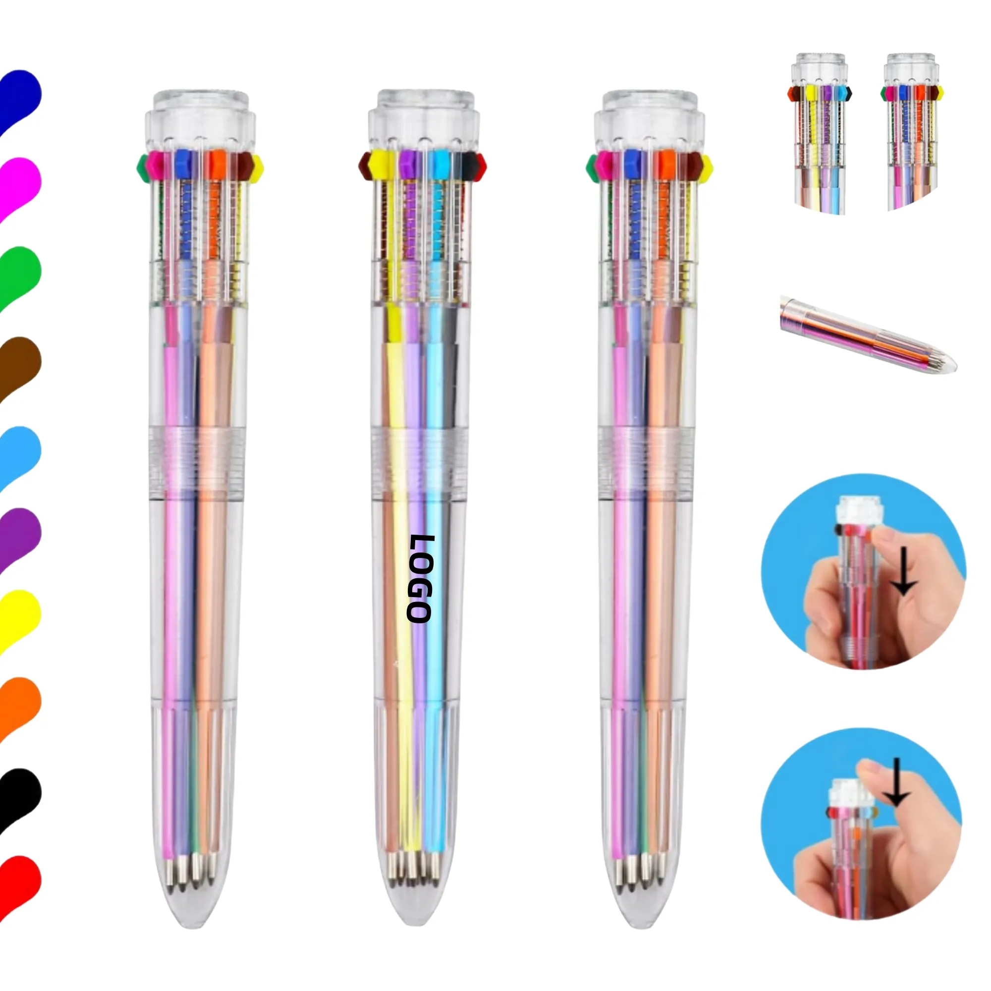 10 Colors Transparent Barrel Retractable Ballpoint Pen 1