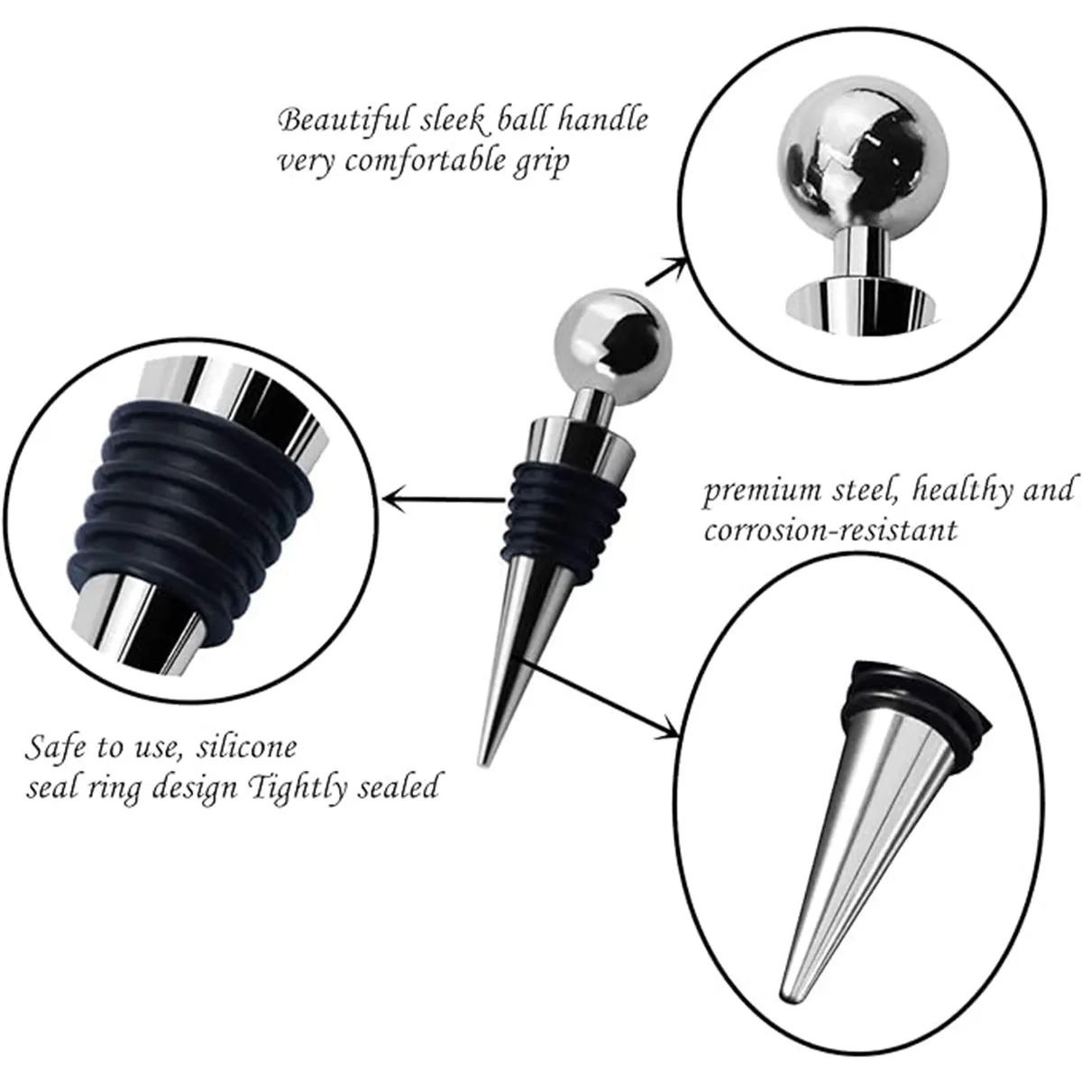 Reusable Metal Party Bar Wedding Wine Saver Bottle Stopper 4