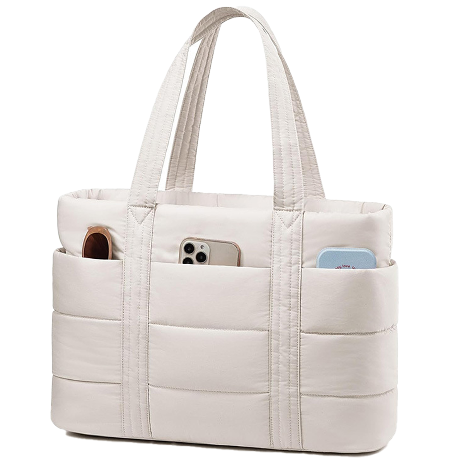 15.6 Inch Lightweight Nylon Puffer Laptop Tote Bag 6