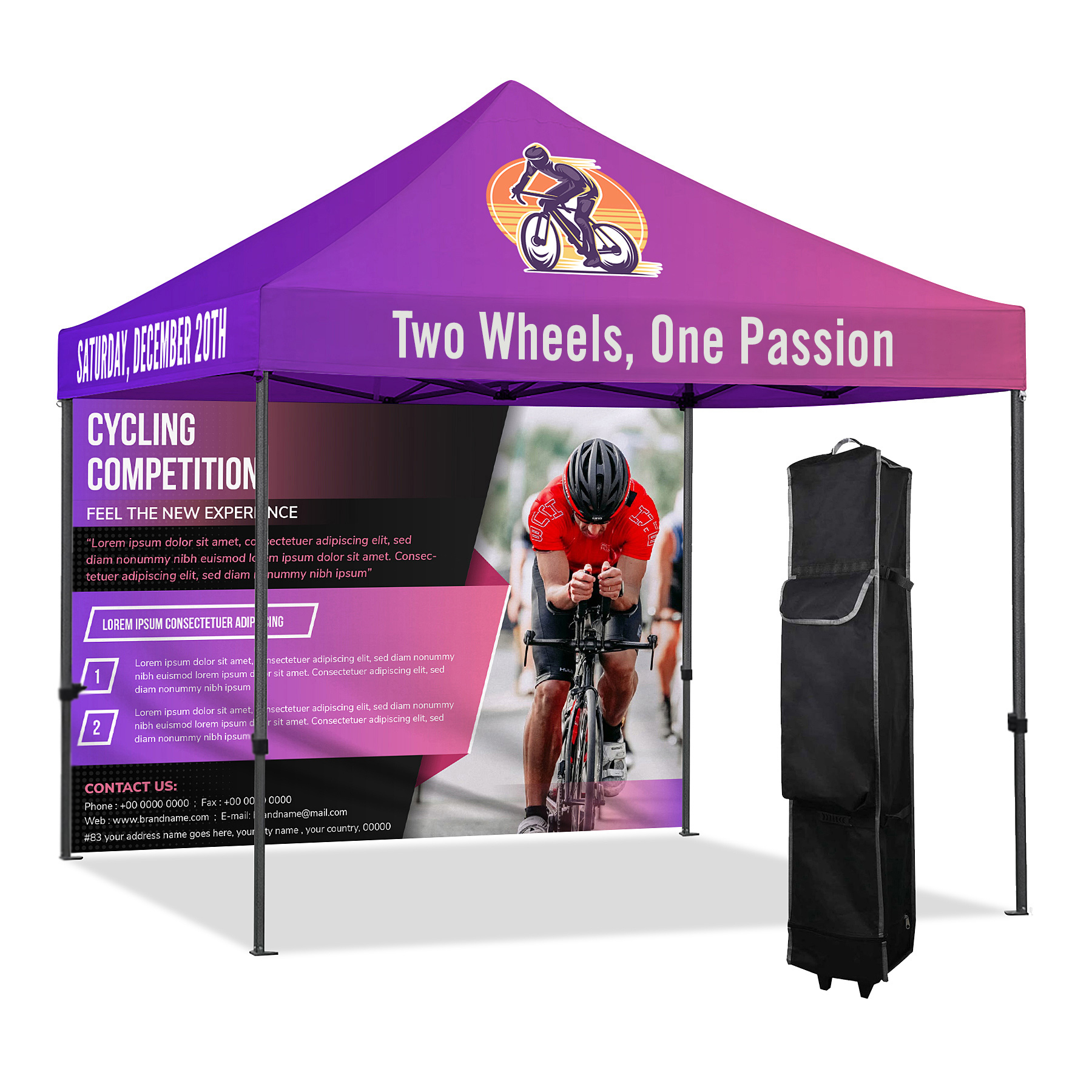 10x10ft Deluxe Black Steel Frame Tent Kit w/ Dye Sublimation Canopy+Full Back Wall 3