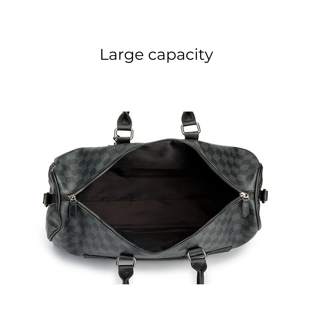 PU Leather Plaid Travel Duffel Bag 4