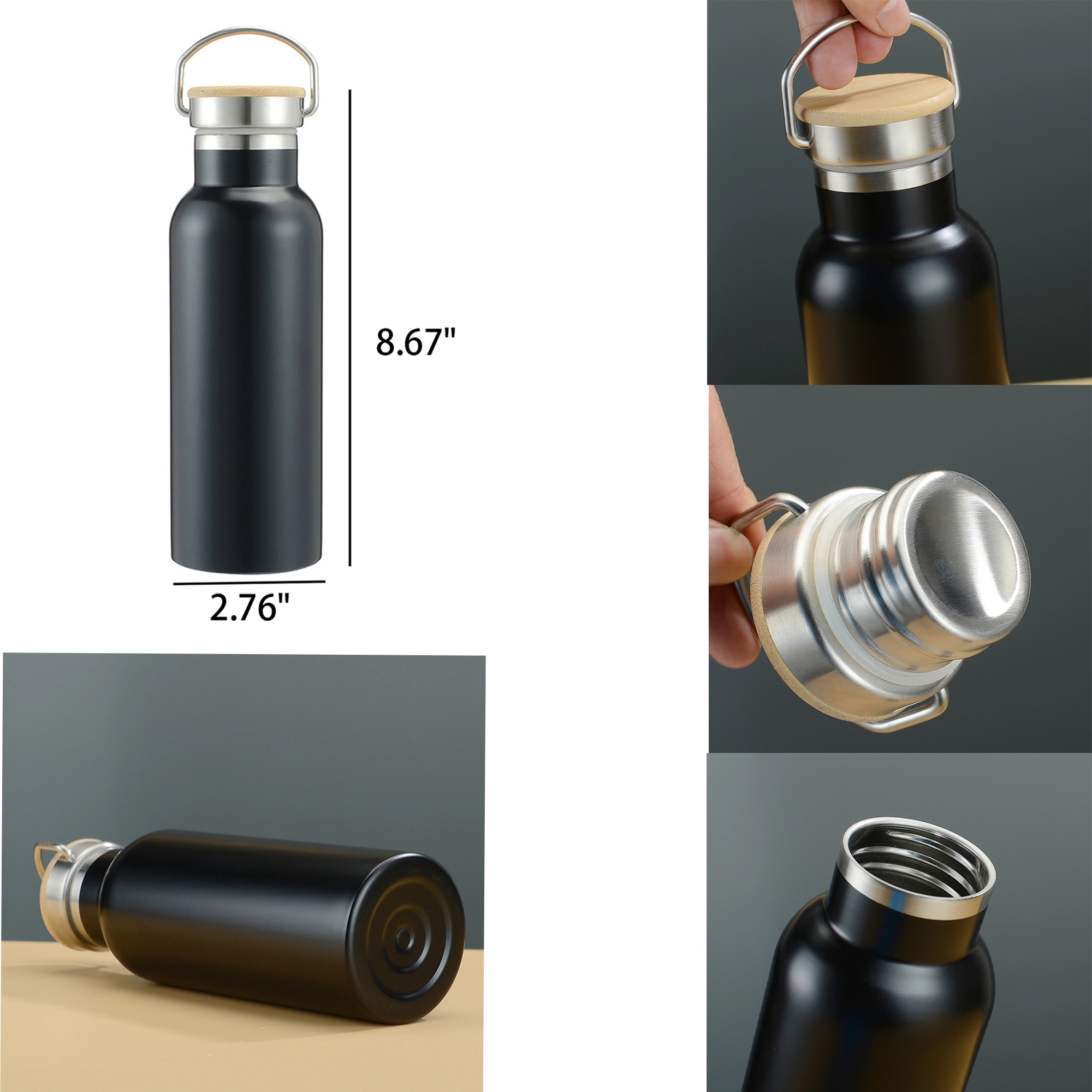 Double Wall Sport Bottle with Lid of Handle, custom water bottle with logo imprint 2