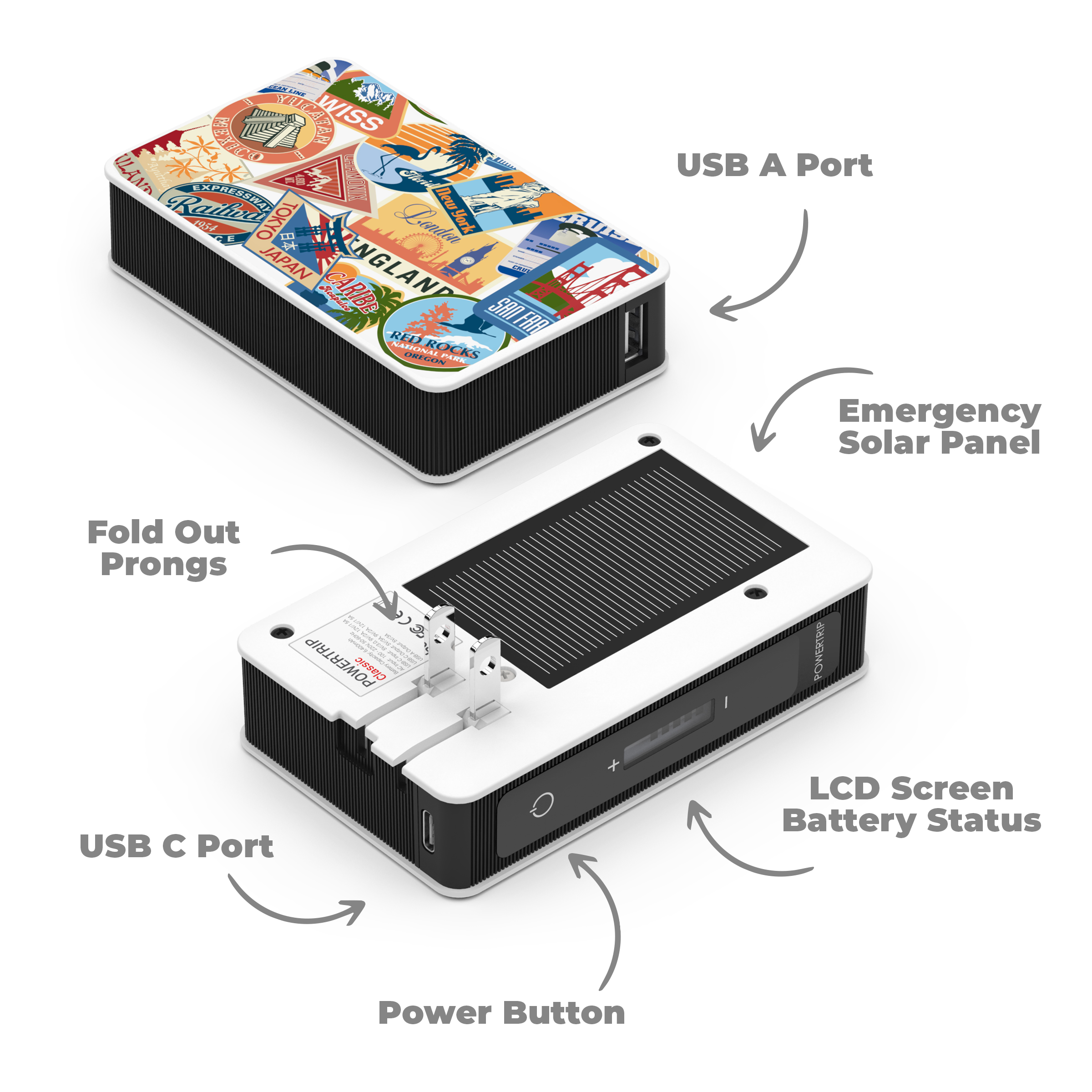 PowerTrip Classic: Portable Charger with Emergency Solar Panel 5