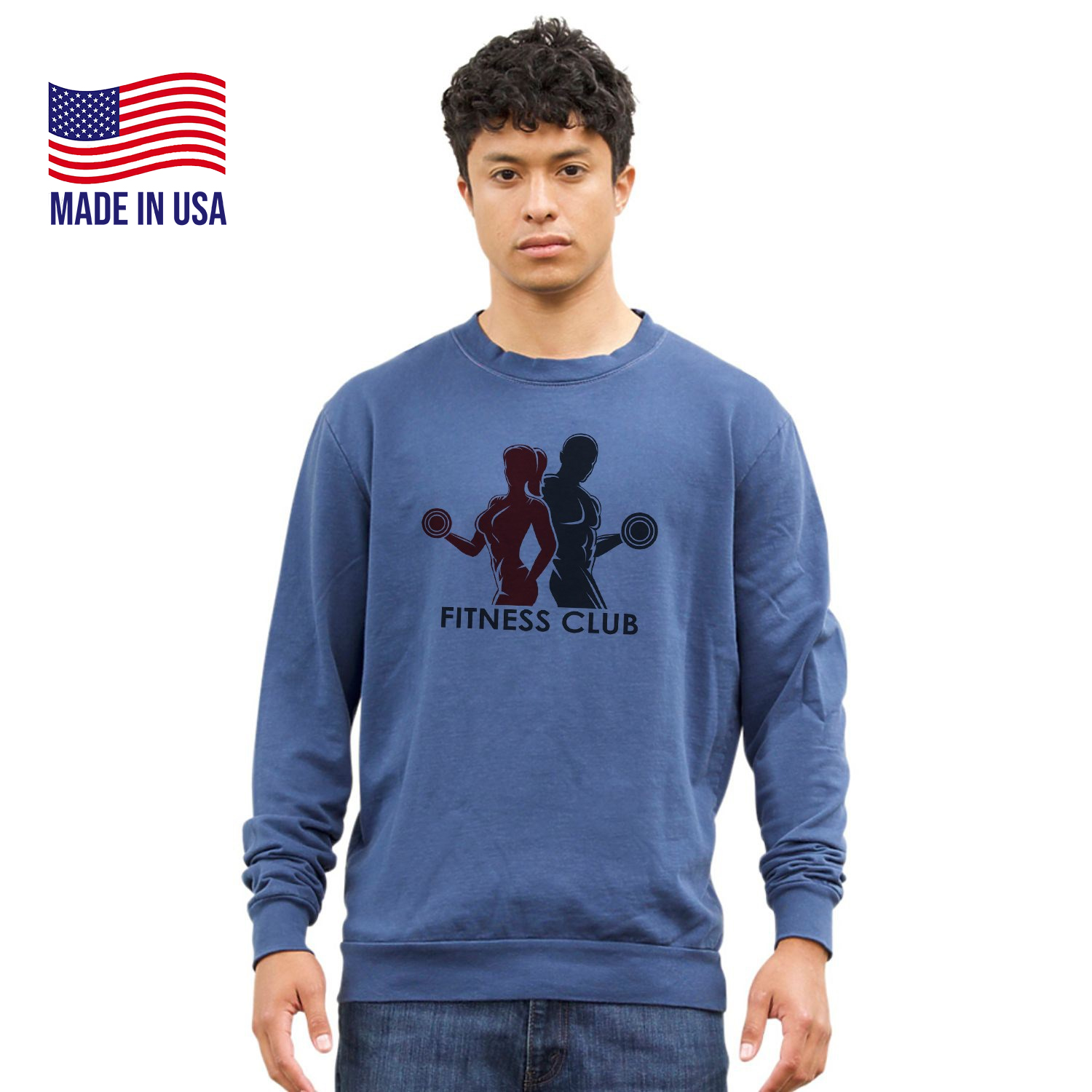 USA Made Unisex Vintage Pigment Dyed Fleece Crew Sweatshirt 1