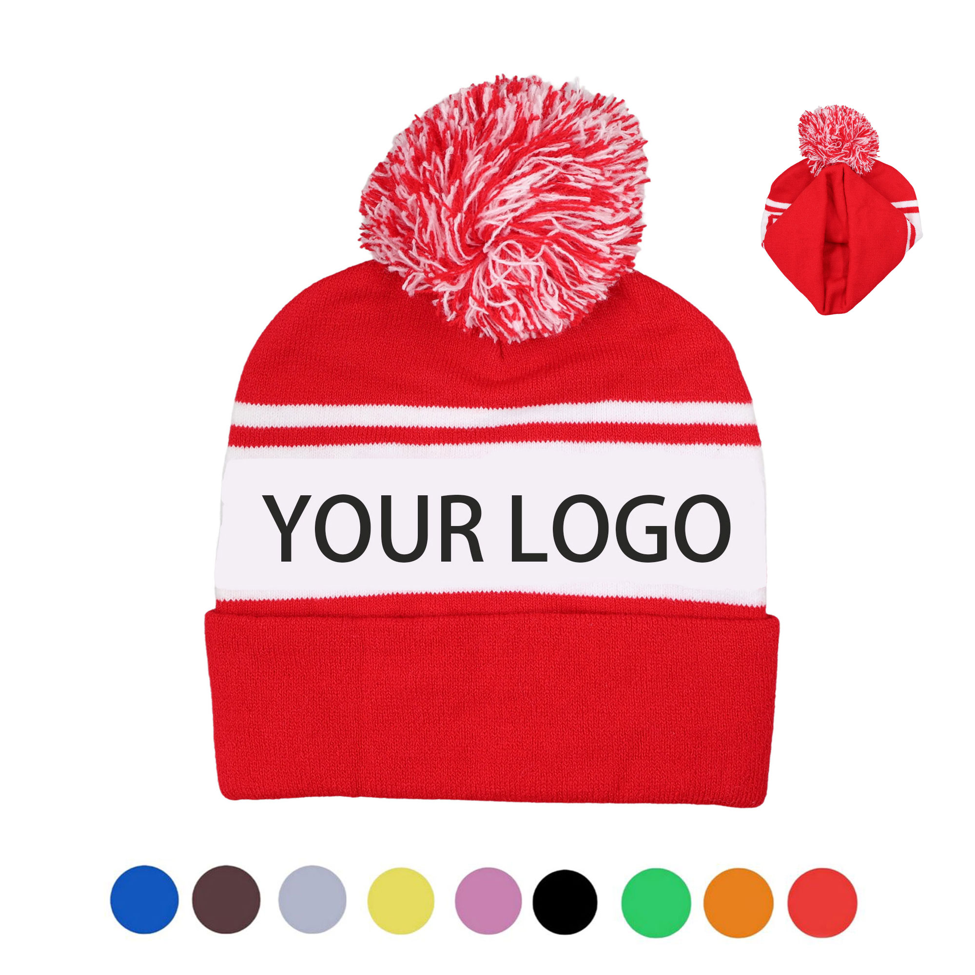 Warm Knitted Hat With Pom 2